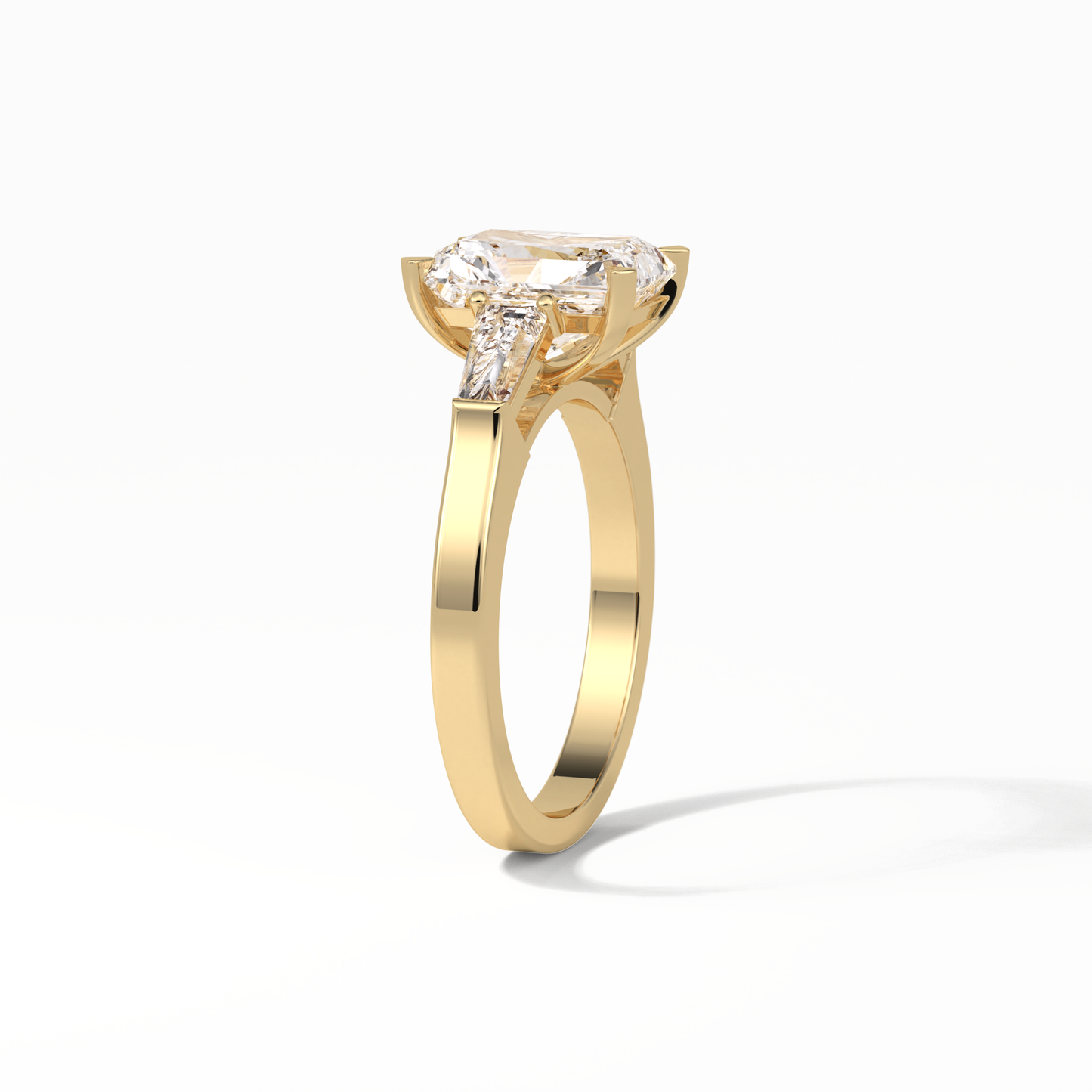 2.30 CT Radiant Cut Three Stones Style Moissanite Engagement Ring 13