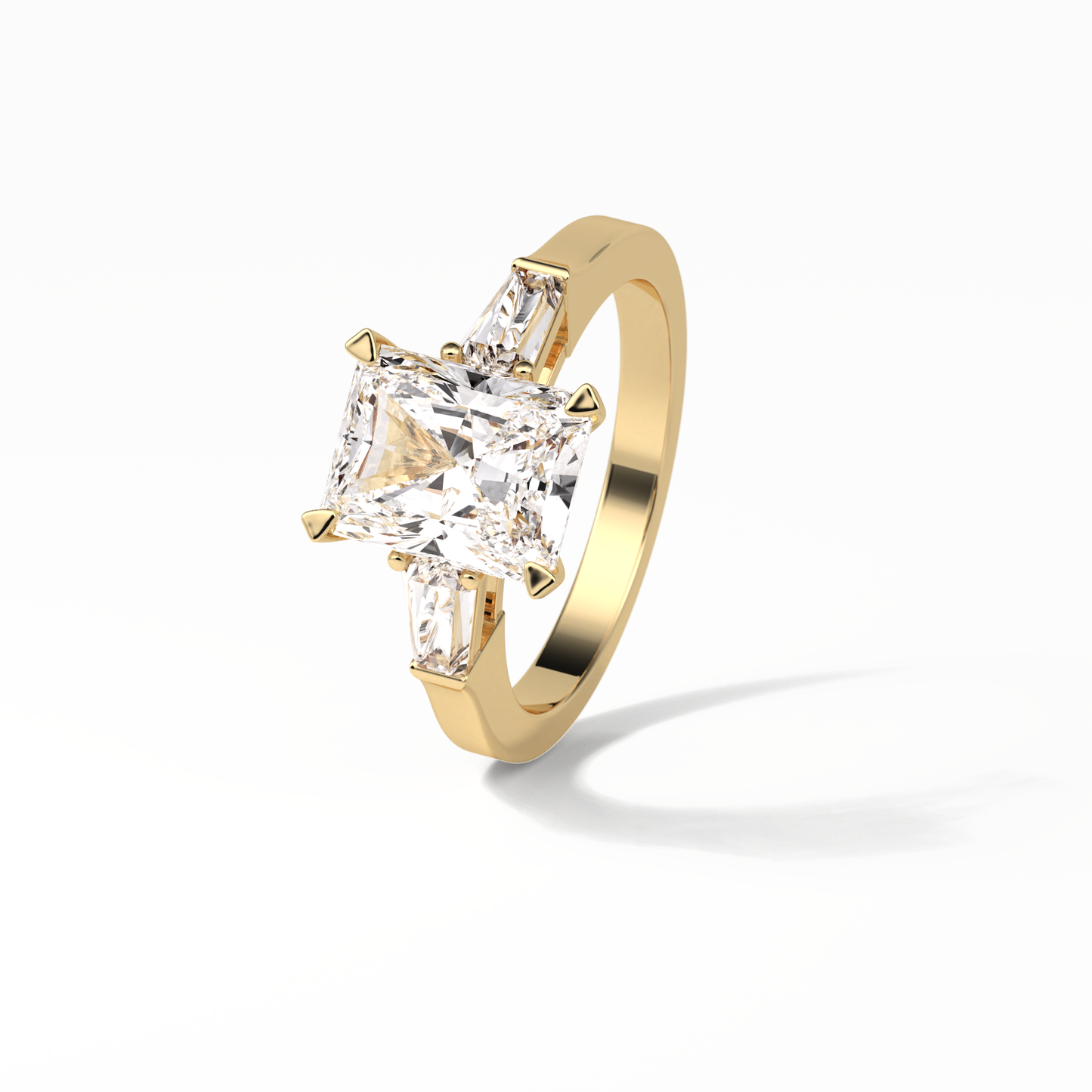 2.30 CT Radiant Cut Three Stones Style Moissanite Engagement Ring 14
