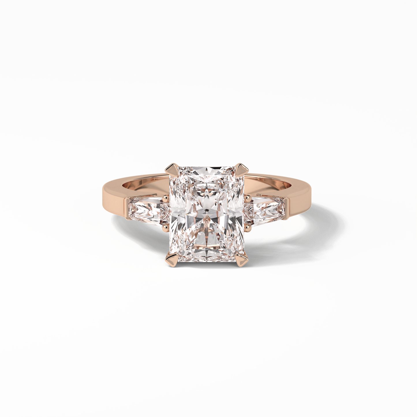 2.30 CT Radiant Cut Three Stones Style Moissanite Engagement Ring 16