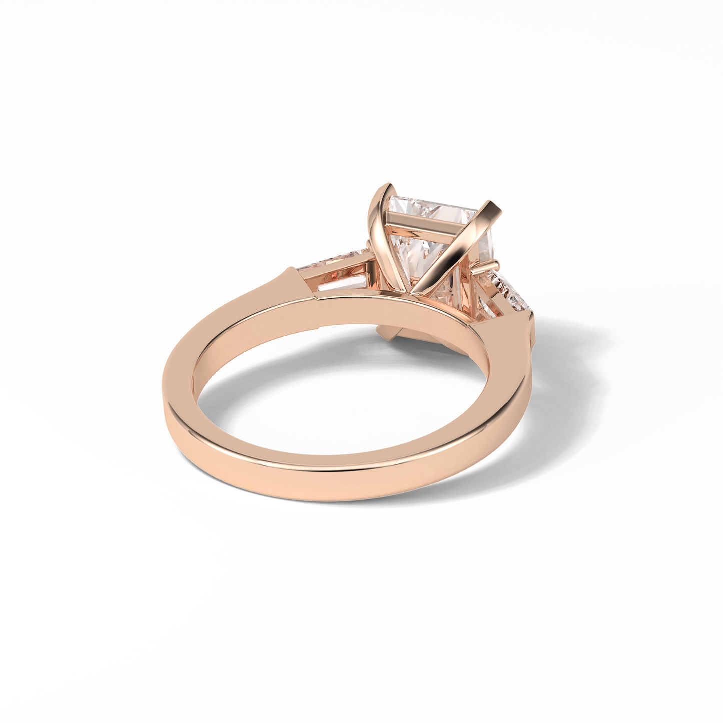 2.30 CT Radiant Cut Three Stones Style Moissanite Engagement Ring 17