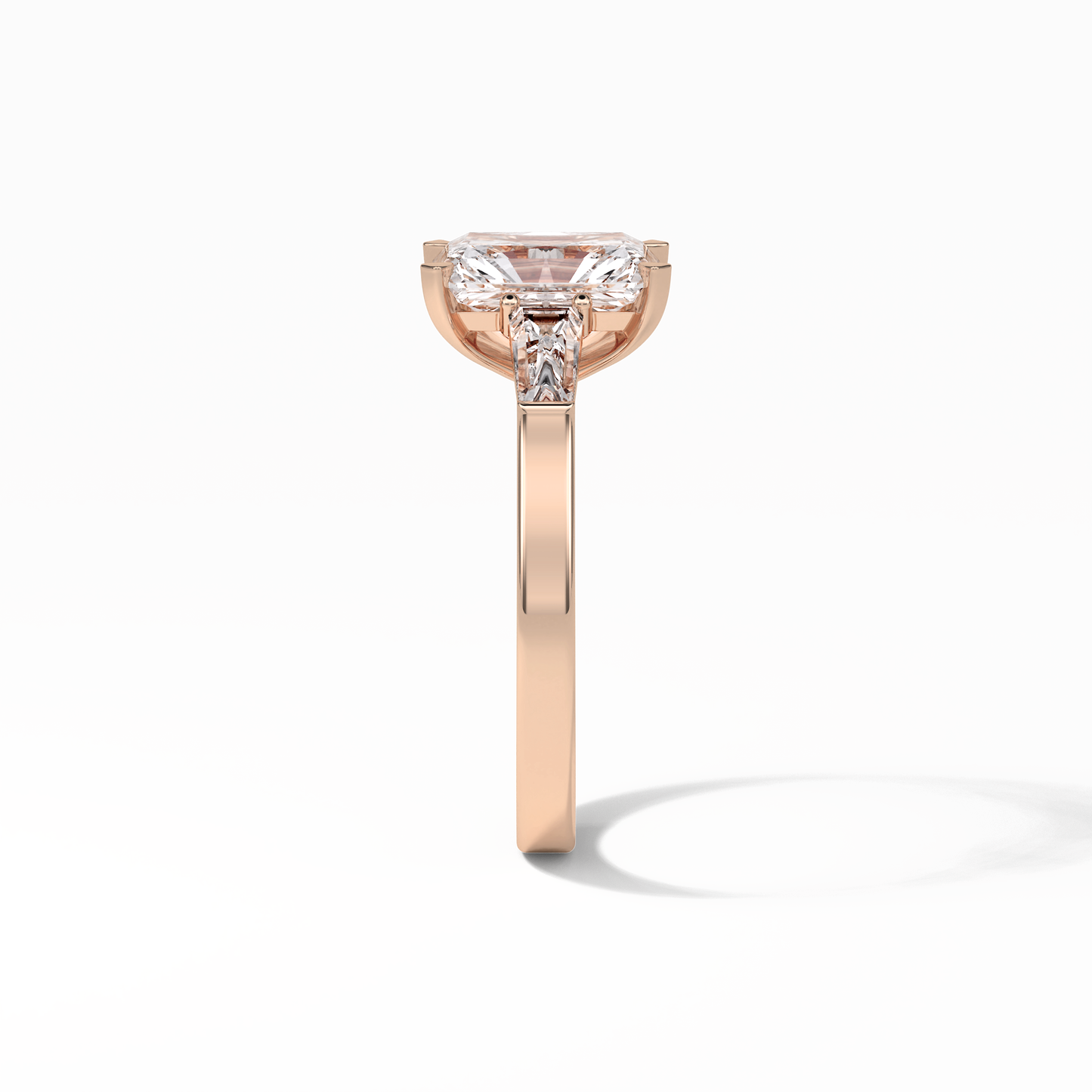 2.30 CT Radiant Cut Three Stones Style Moissanite Engagement Ring 10