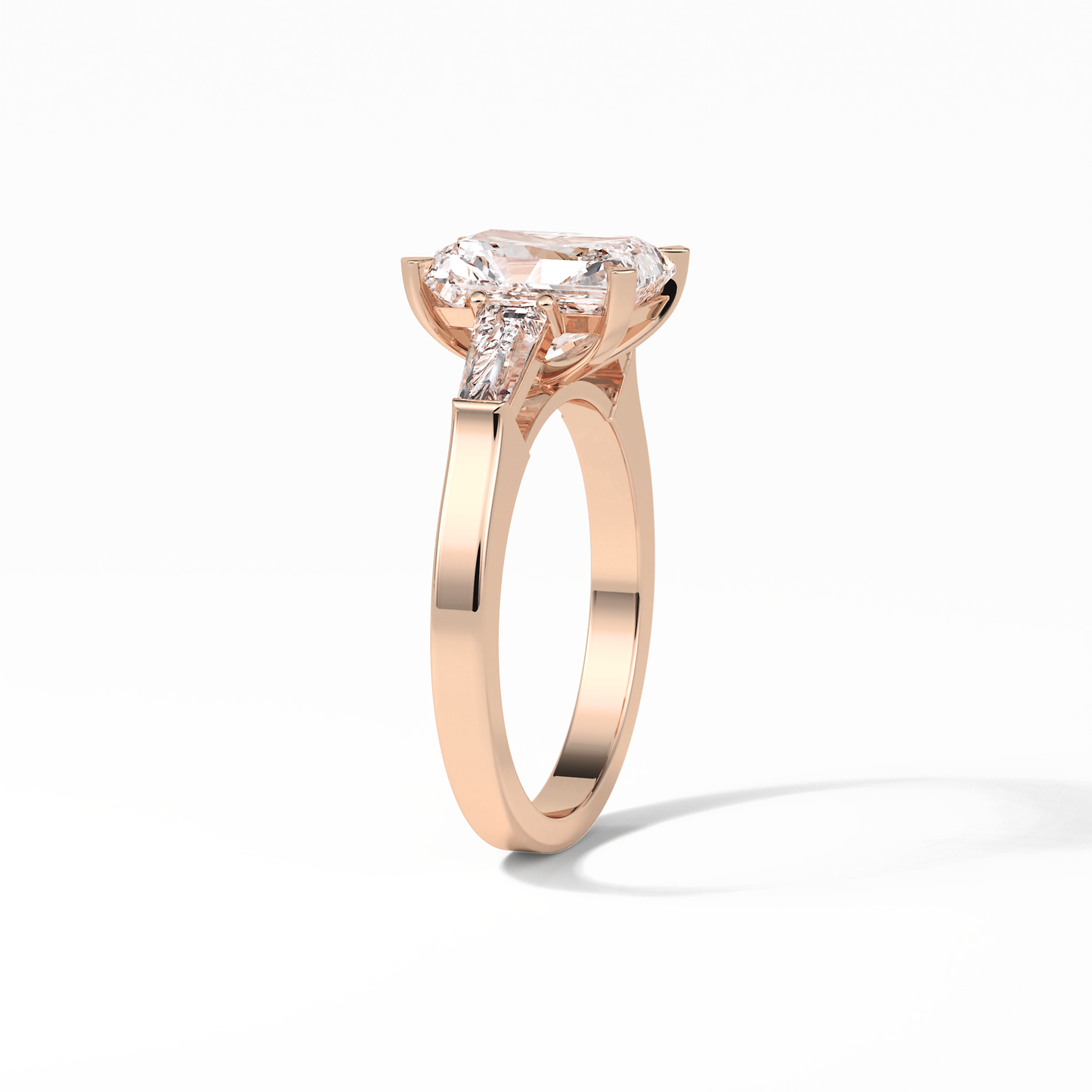 2.30 CT Radiant Cut Three Stones Style Moissanite Engagement Ring 11