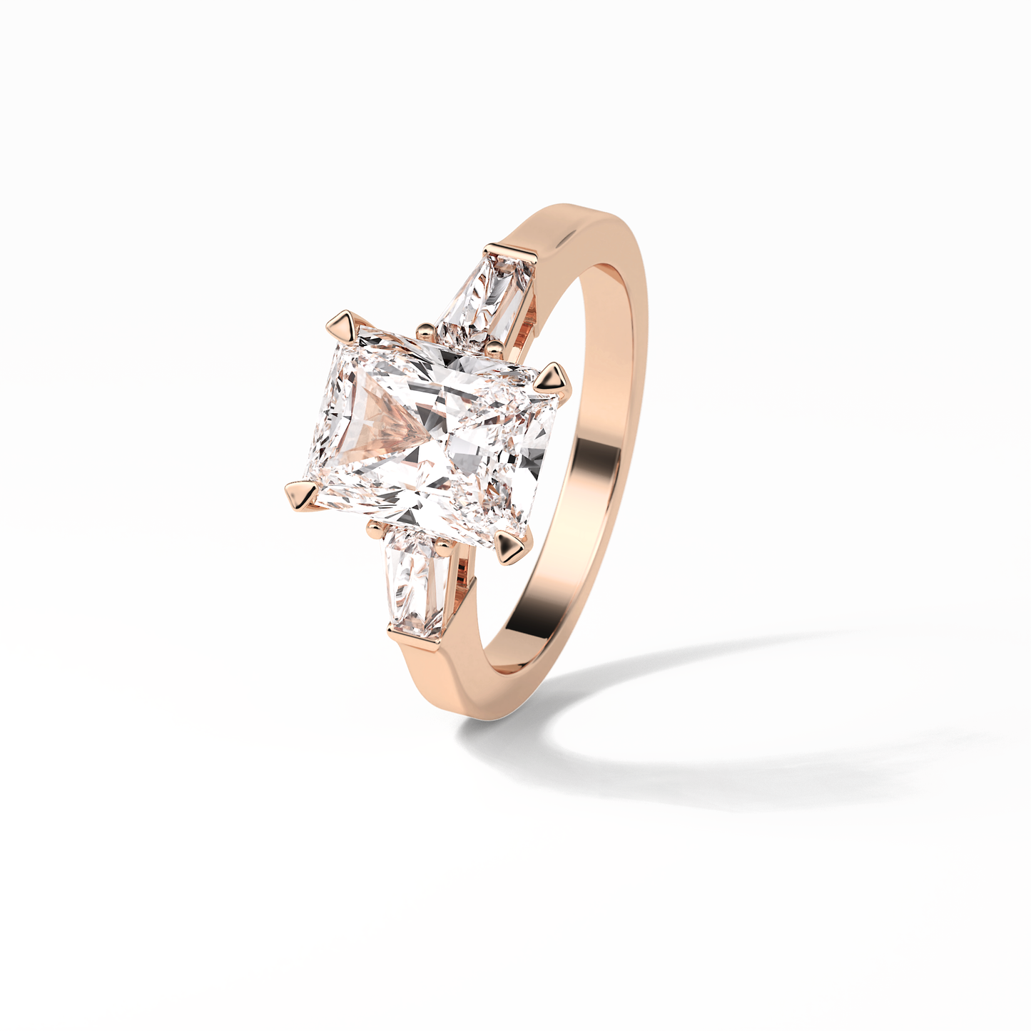 2.30 CT Radiant Cut Three Stones Style Moissanite Engagement Ring 18