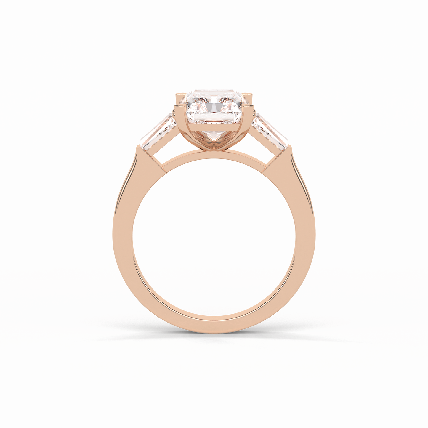 2.30 CT Radiant Cut Three Stones Style Moissanite Engagement Ring 12