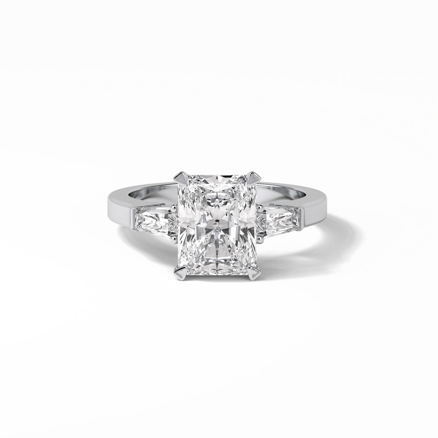 2.30 CT Radiant Cut Three Stones Style Moissanite Engagement Ring 1