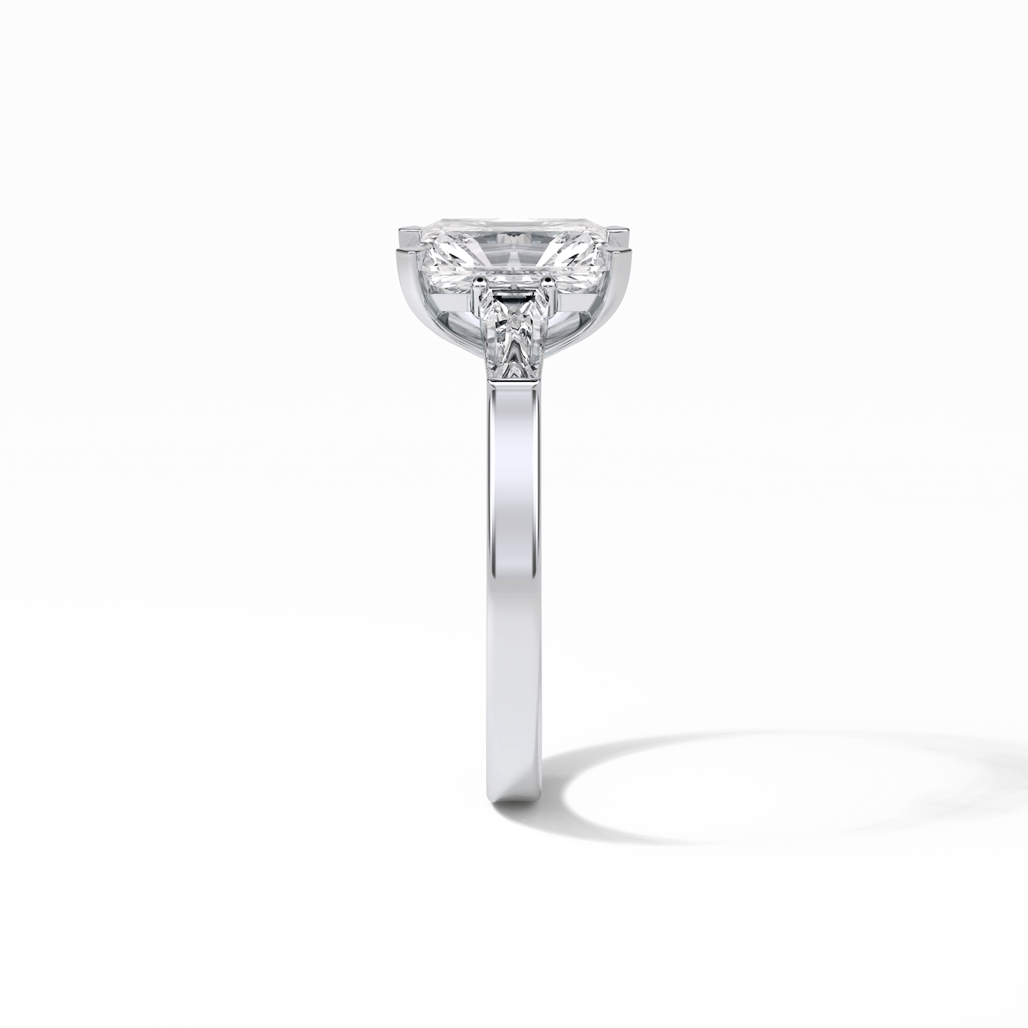 2.30 CT Radiant Cut Three Stones Style Moissanite Engagement Ring 4