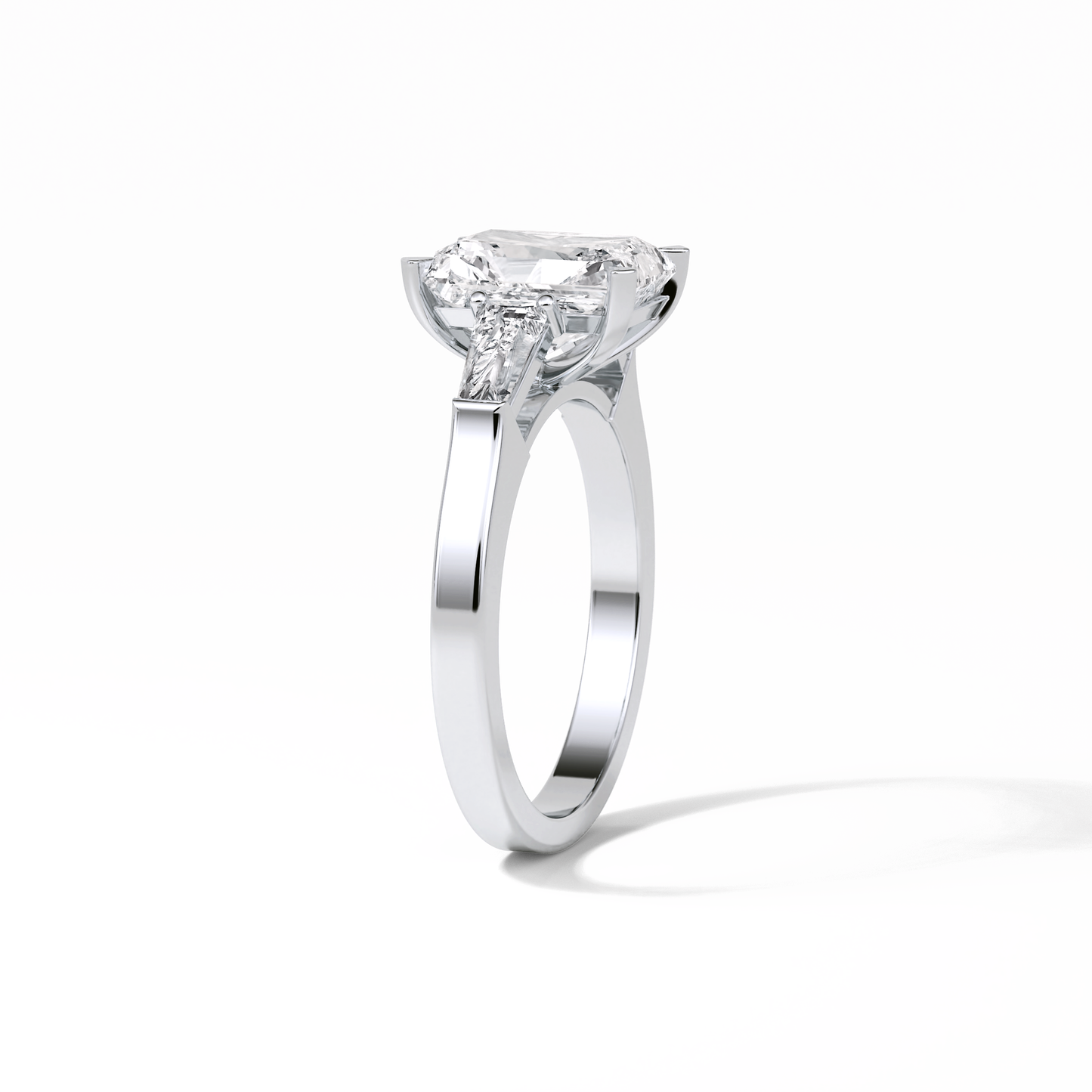 2.30 CT Radiant Cut Three Stones Style Moissanite Engagement Ring 5