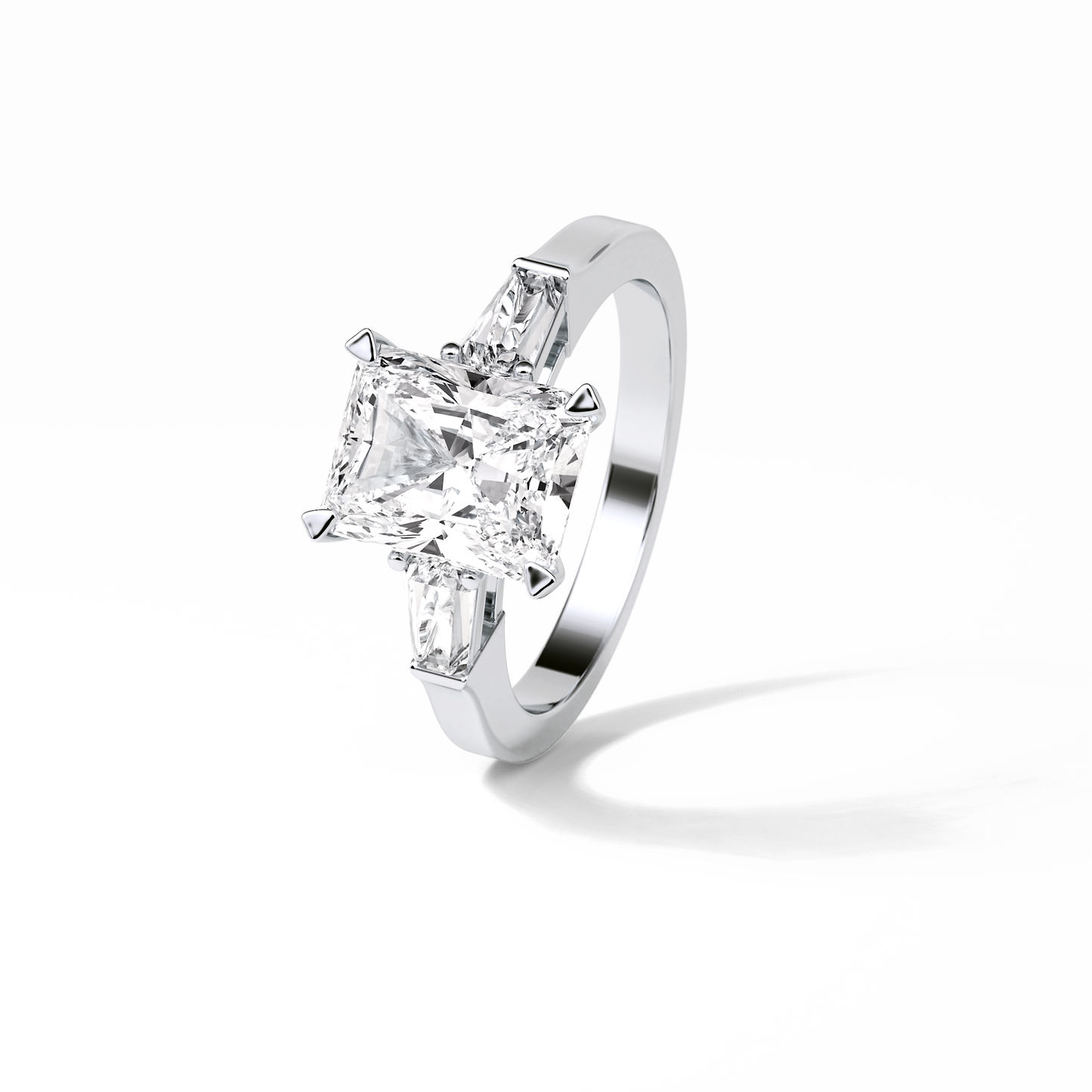 2.30 CT Radiant Cut Three Stones Style Moissanite Engagement Ring 6