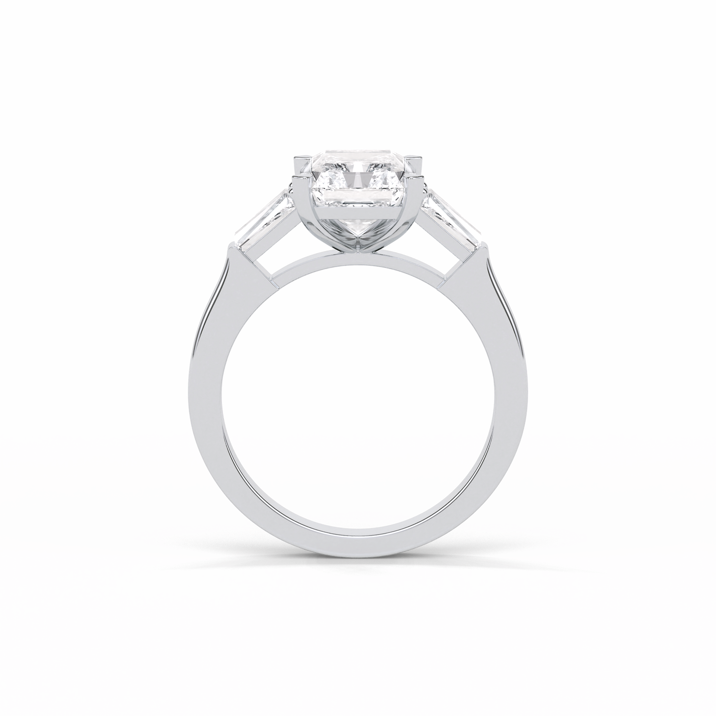 2.30 CT Radiant Cut Three Stones Style Moissanite Engagement Ring 7