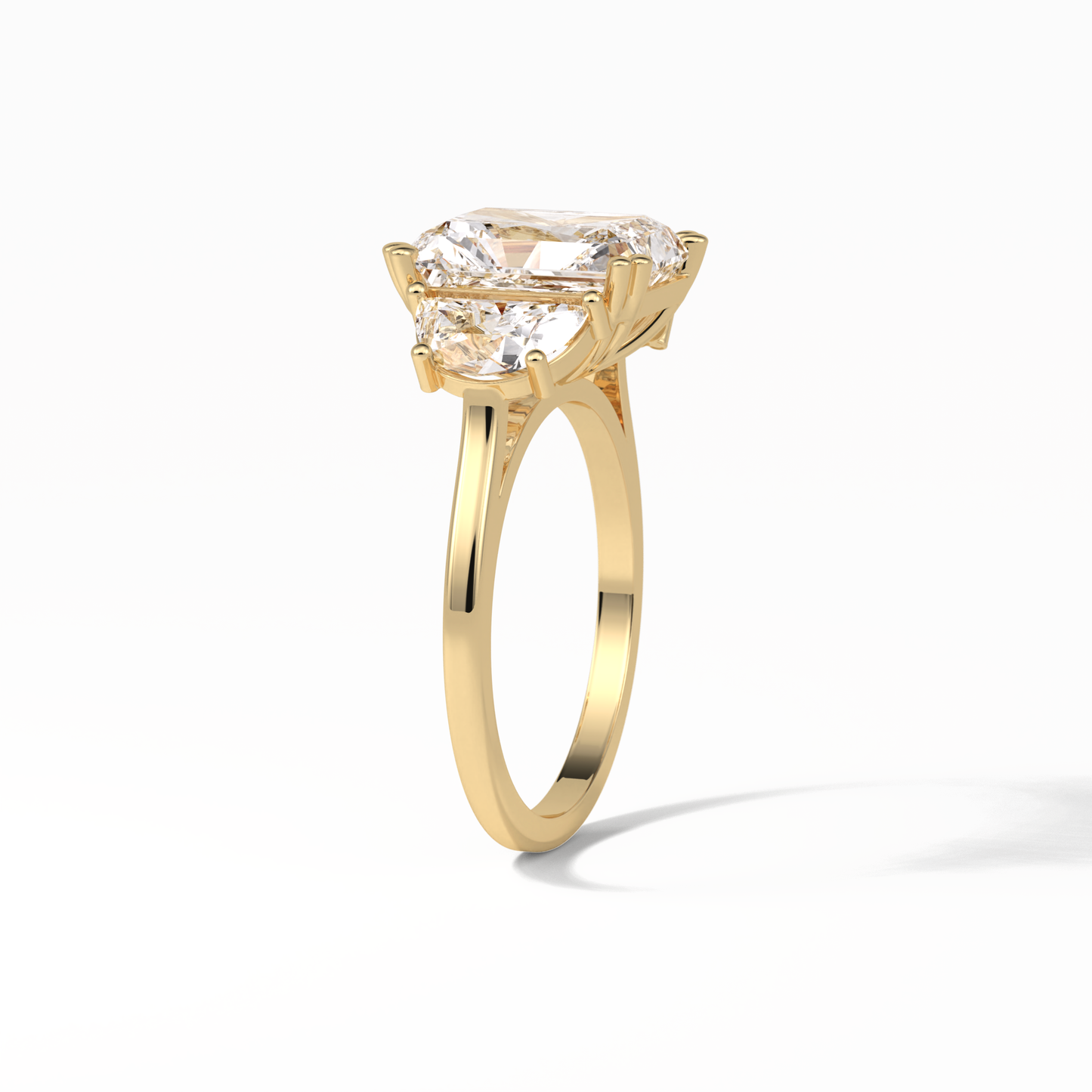 3.24 CT Radiant Cut Three Stone Style Moissanite Engagement Ring