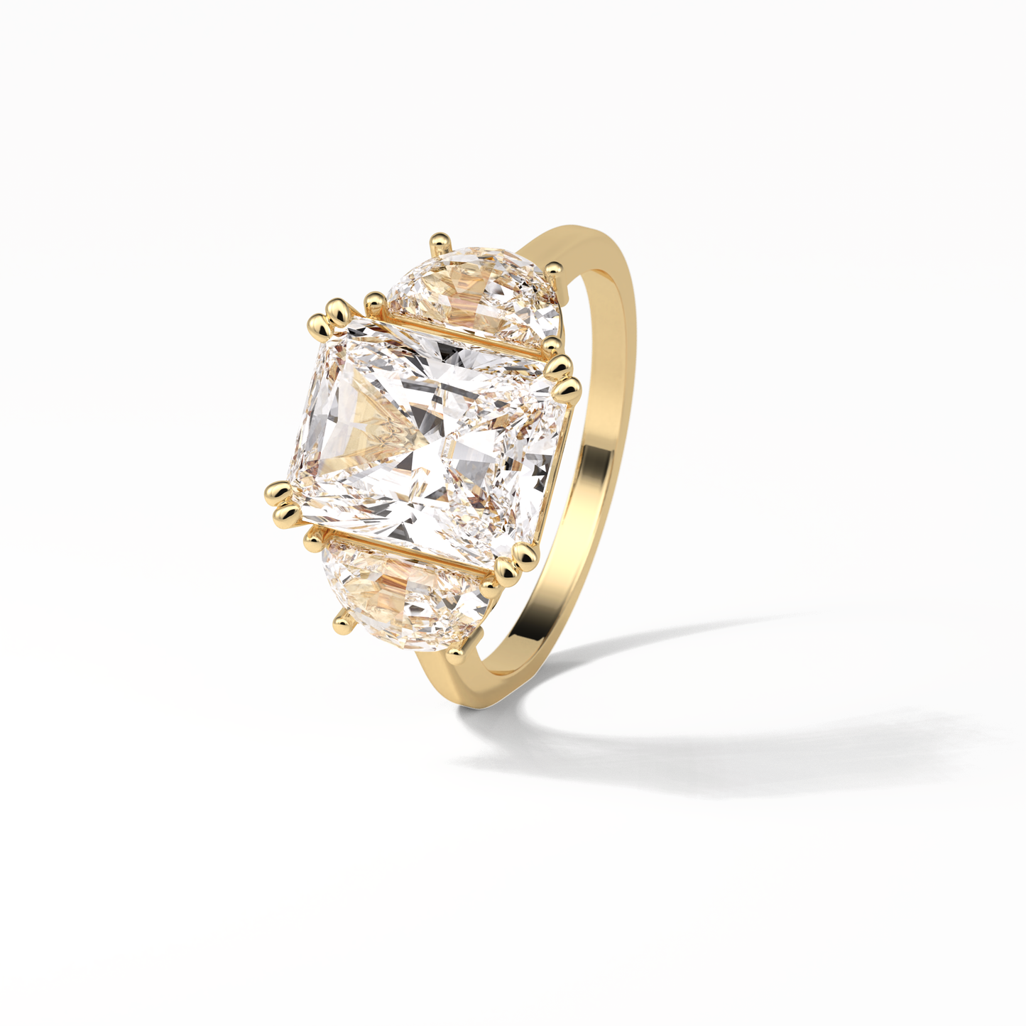 3.24 CT Radiant Cut Three Stone Style Moissanite Engagement Ring