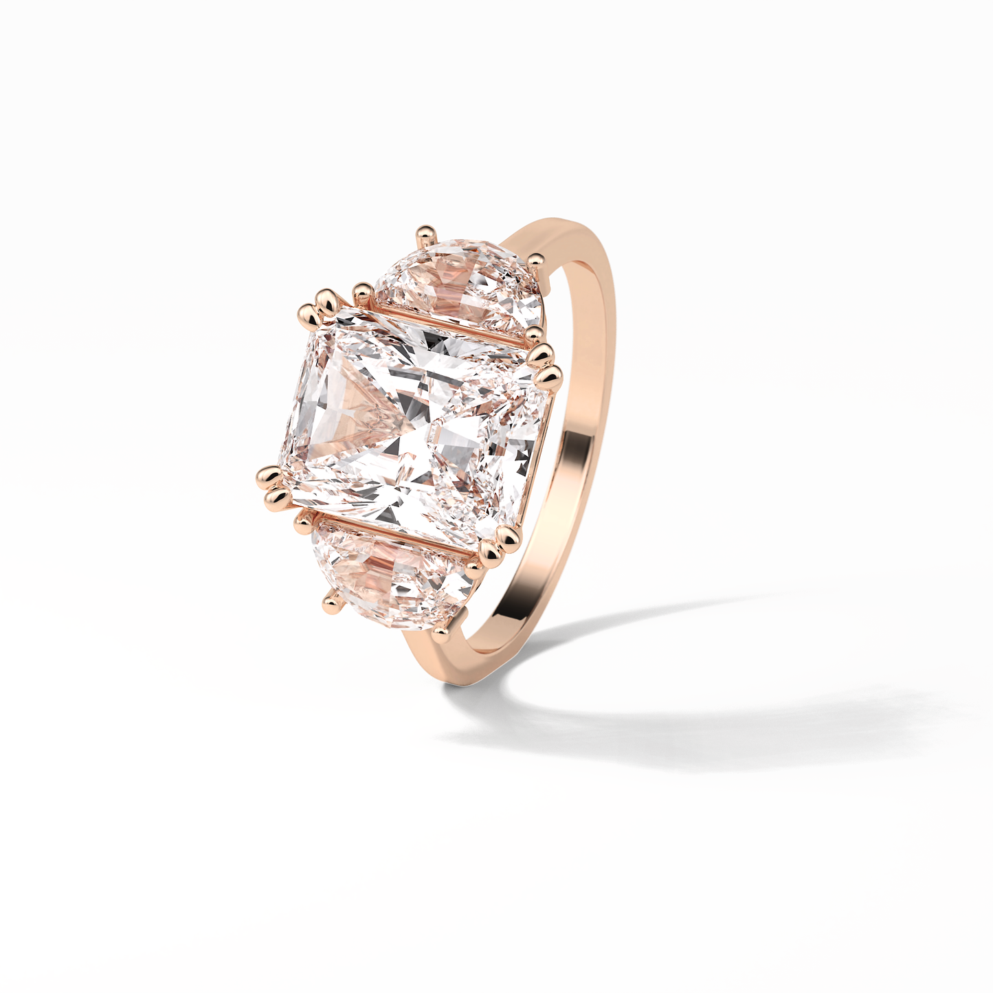 3.24 CT Radiant Cut Three Stone Style Moissanite Engagement Ring