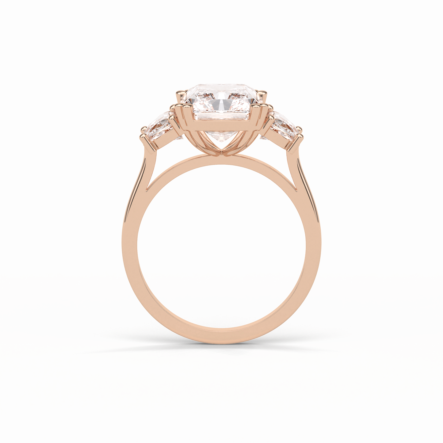3.24 CT Radiant Cut Three Stone Style Moissanite Engagement Ring