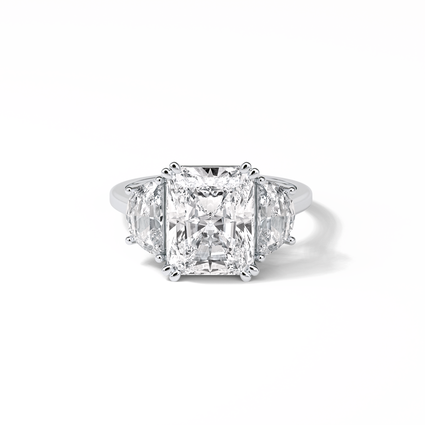 3.24 CT Radiant Cut Three Stone Style Moissanite Engagement Ring