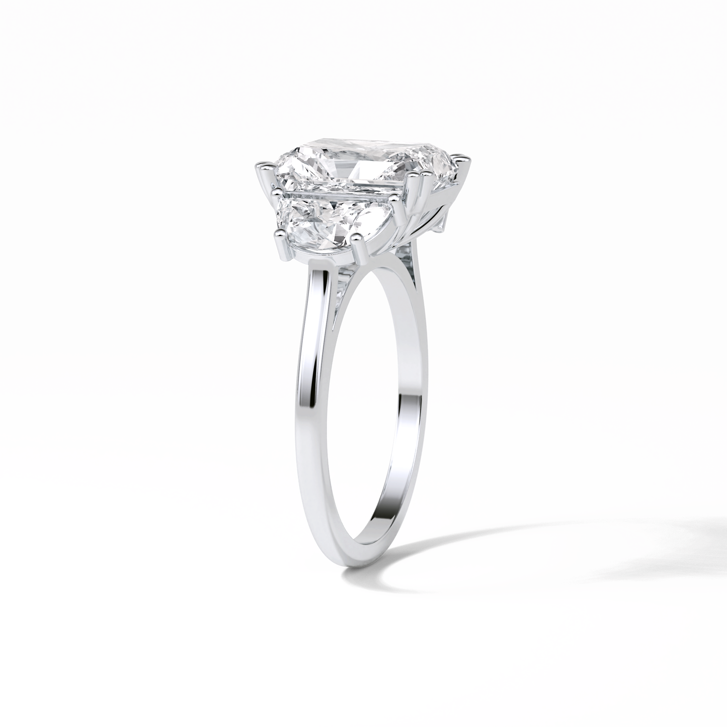 3.24 CT Radiant Cut Three Stone Style Moissanite Engagement Ring