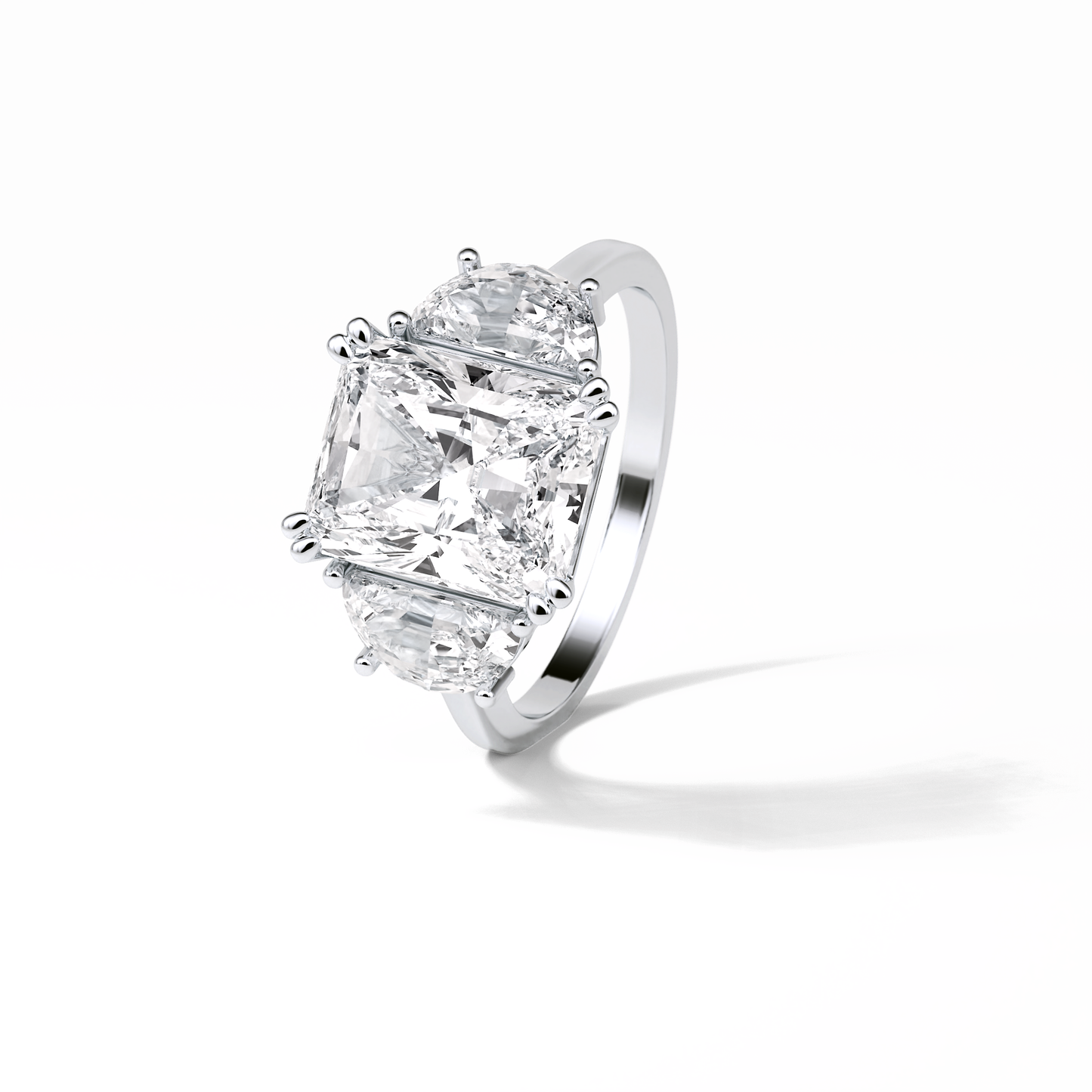 3.24 CT Radiant Cut Three Stone Style Moissanite Engagement Ring
