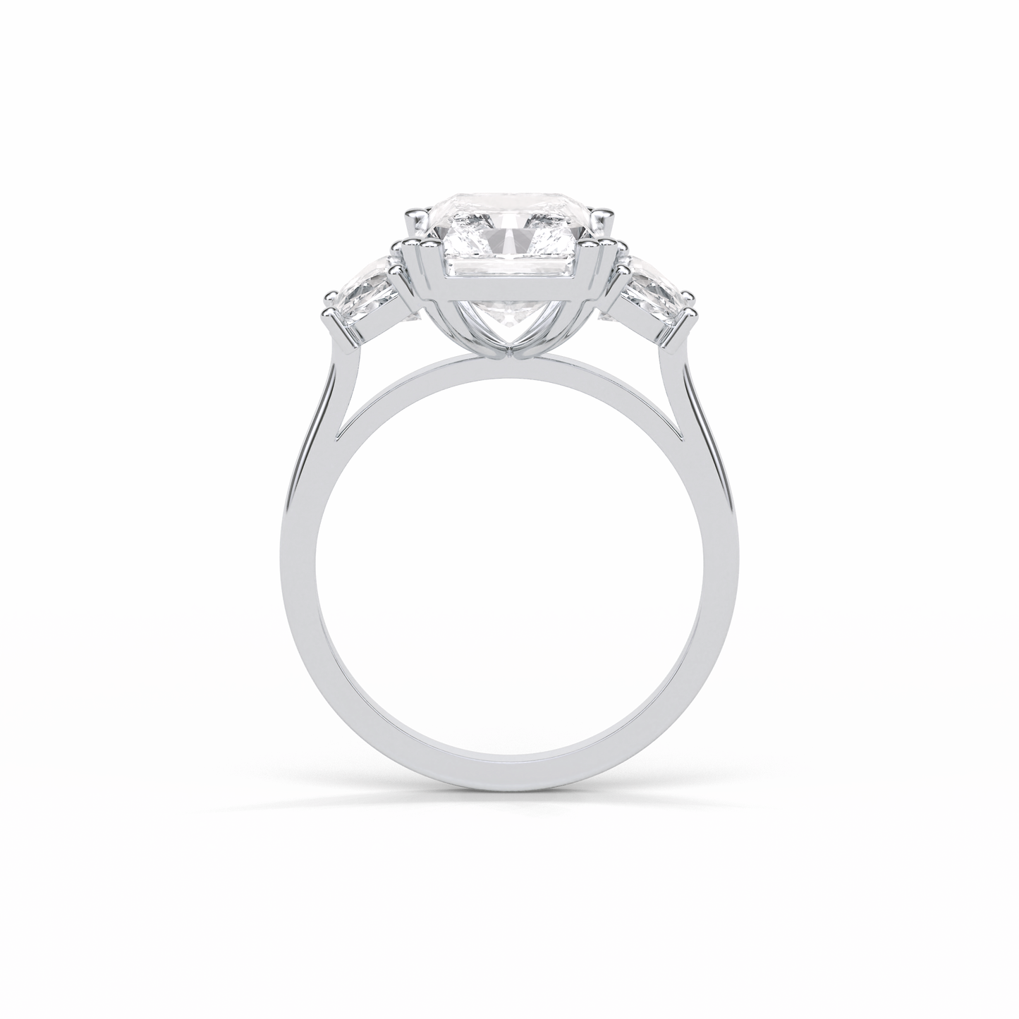 3.24 CT Radiant Cut Three Stone Style Moissanite Engagement Ring