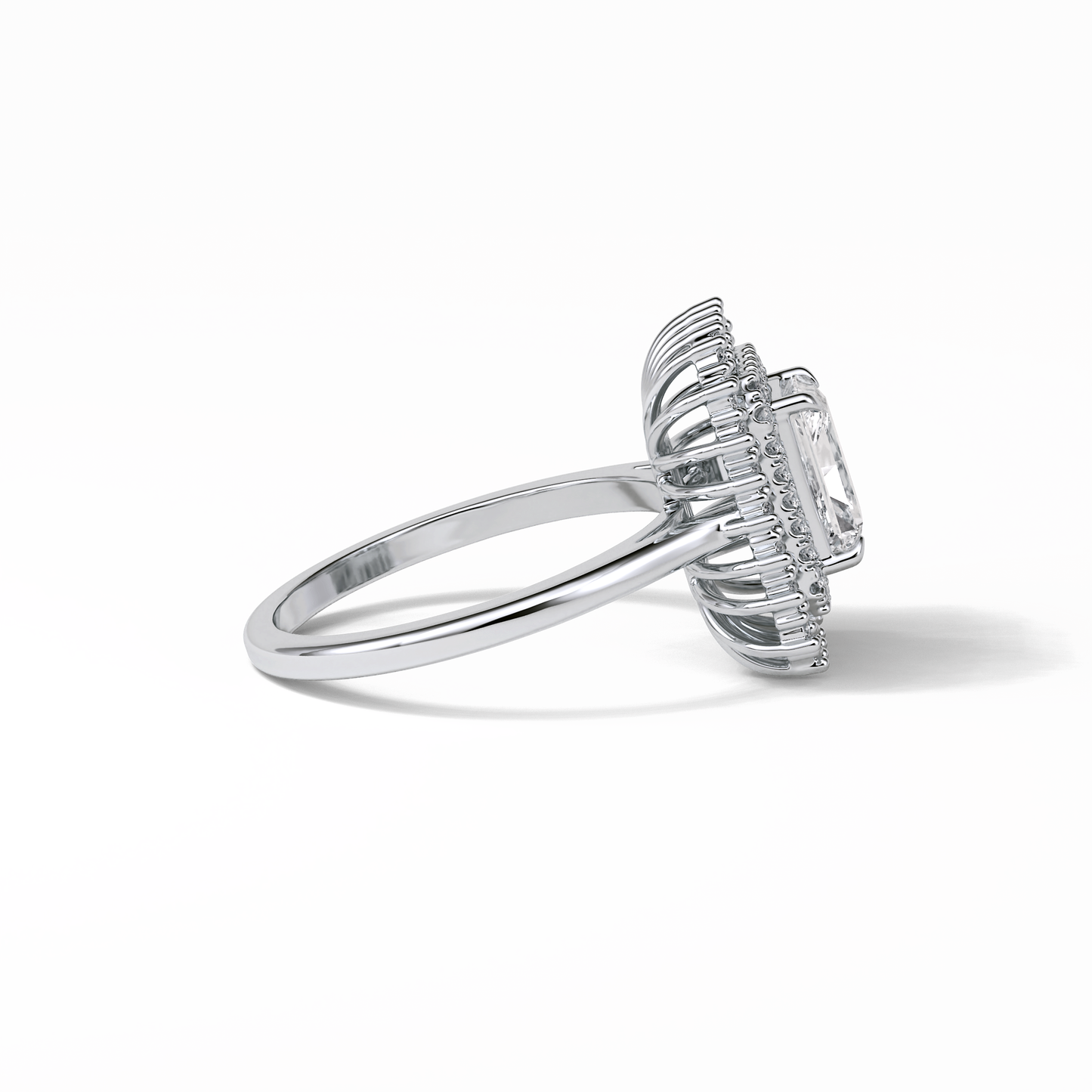 1.05 CT Radiant Cut Double Halo Style Moissanite Engagement Ring