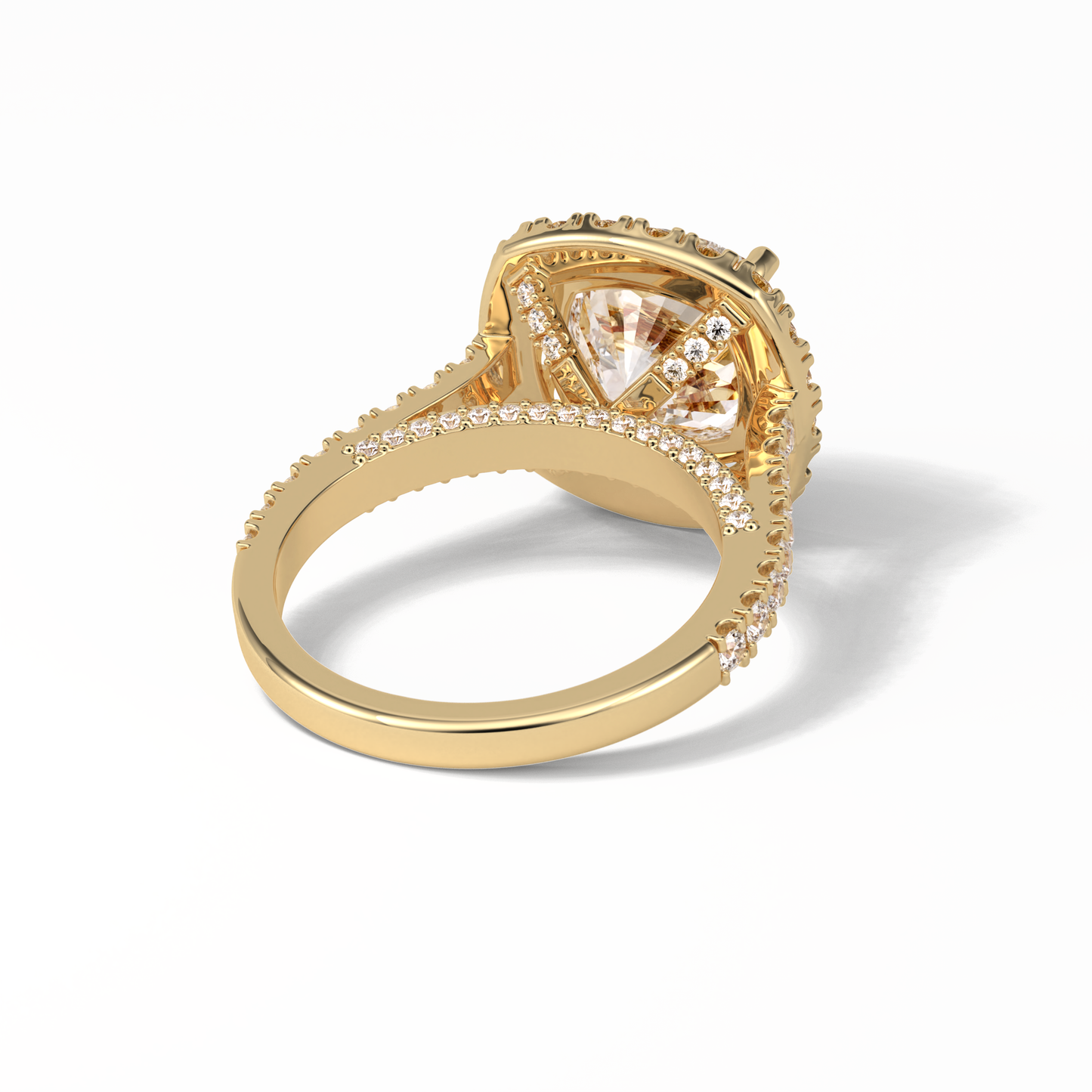 4.0 CT Cushion Cut Pave & Hidden Halo Style Moissanite Engagement Ring