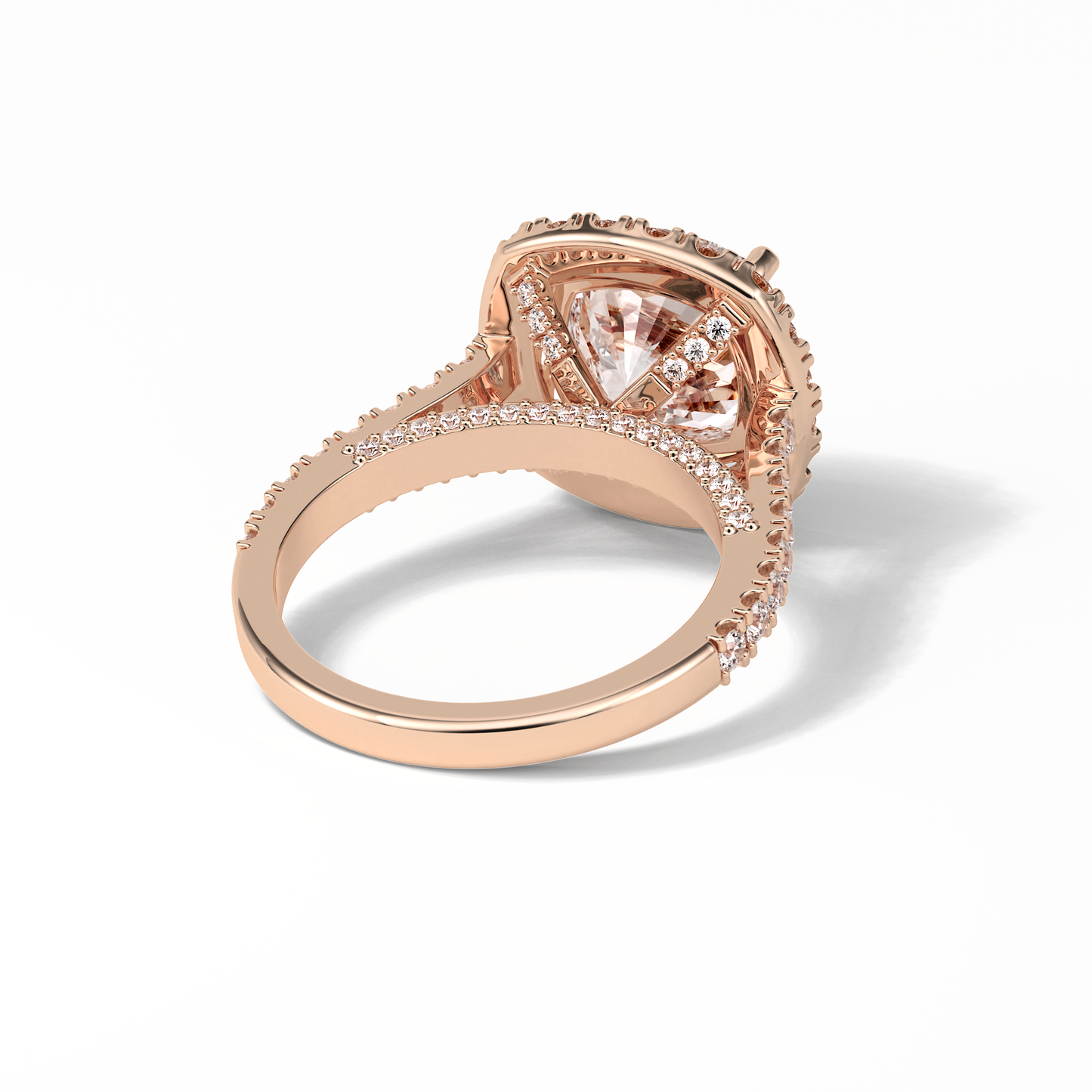 4.0 CT Cushion Cut Pave & Hidden Halo Style Moissanite Engagement Ring