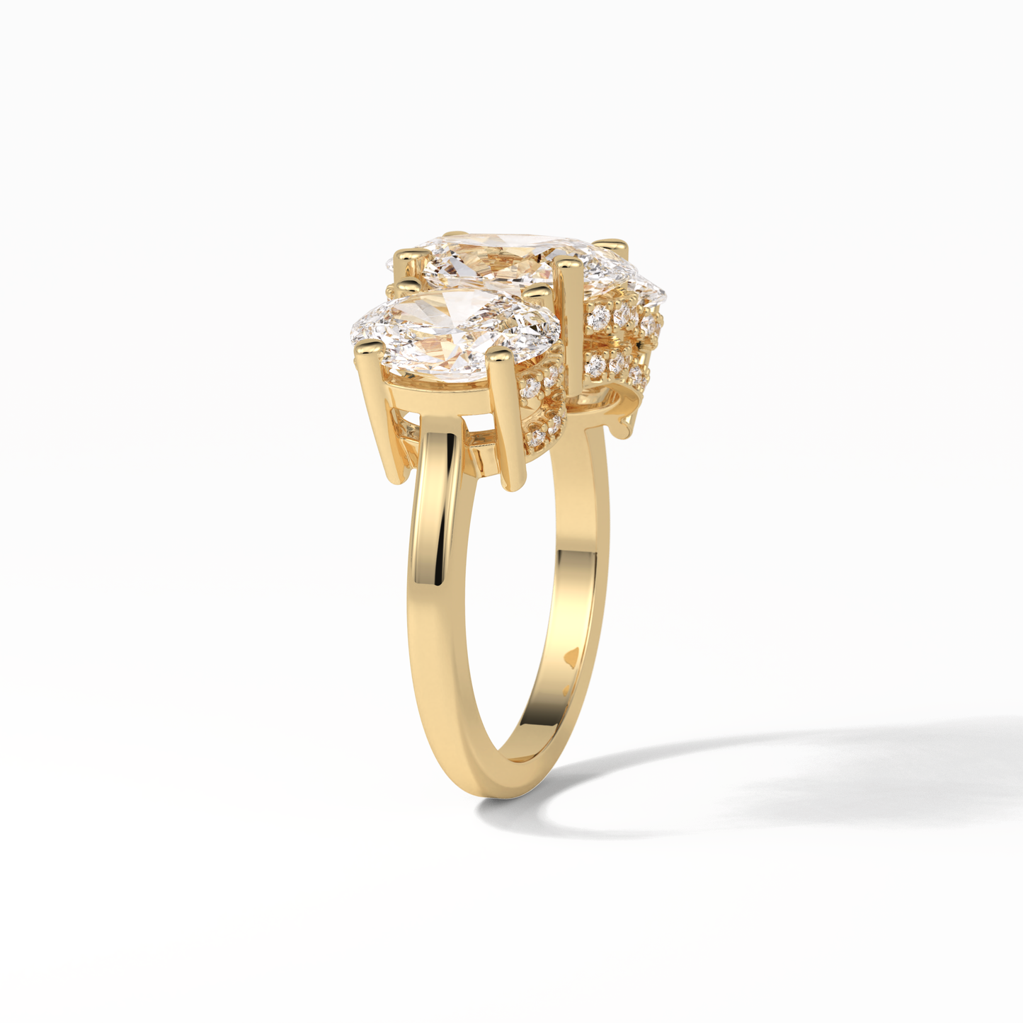 2.35 CT Oval Cut Three Stones Style Moissanite Engagement Ring 13