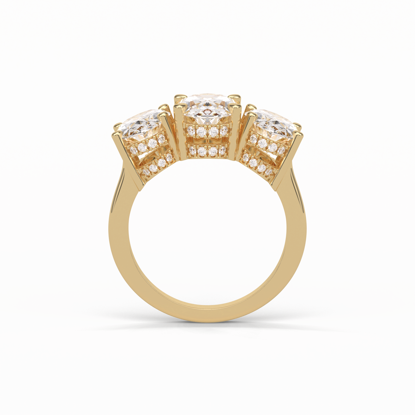 2.35 CT Oval Cut Three Stones Style Moissanite Engagement Ring 16