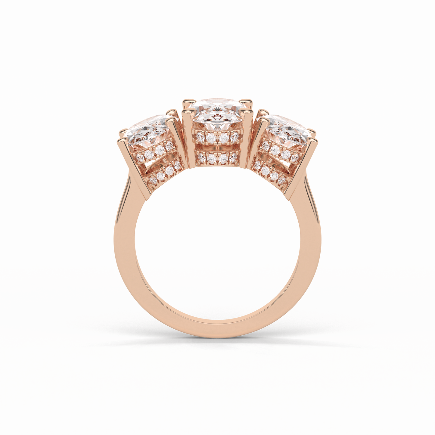 2.35 CT Oval Cut Three Stones Style Moissanite Engagement Ring 21