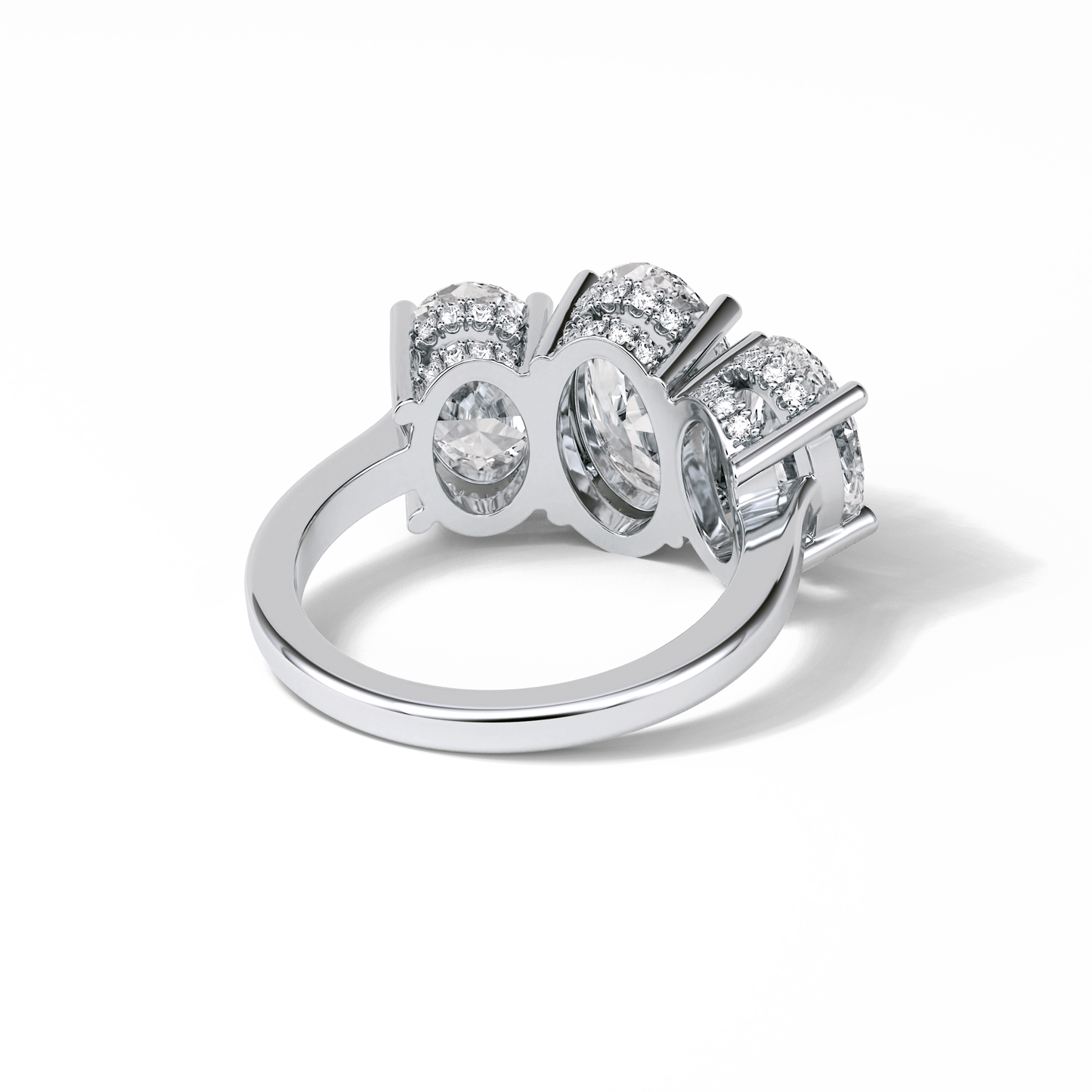 2.35 CT Oval Cut Three Stones Style Moissanite Engagement Ring 5