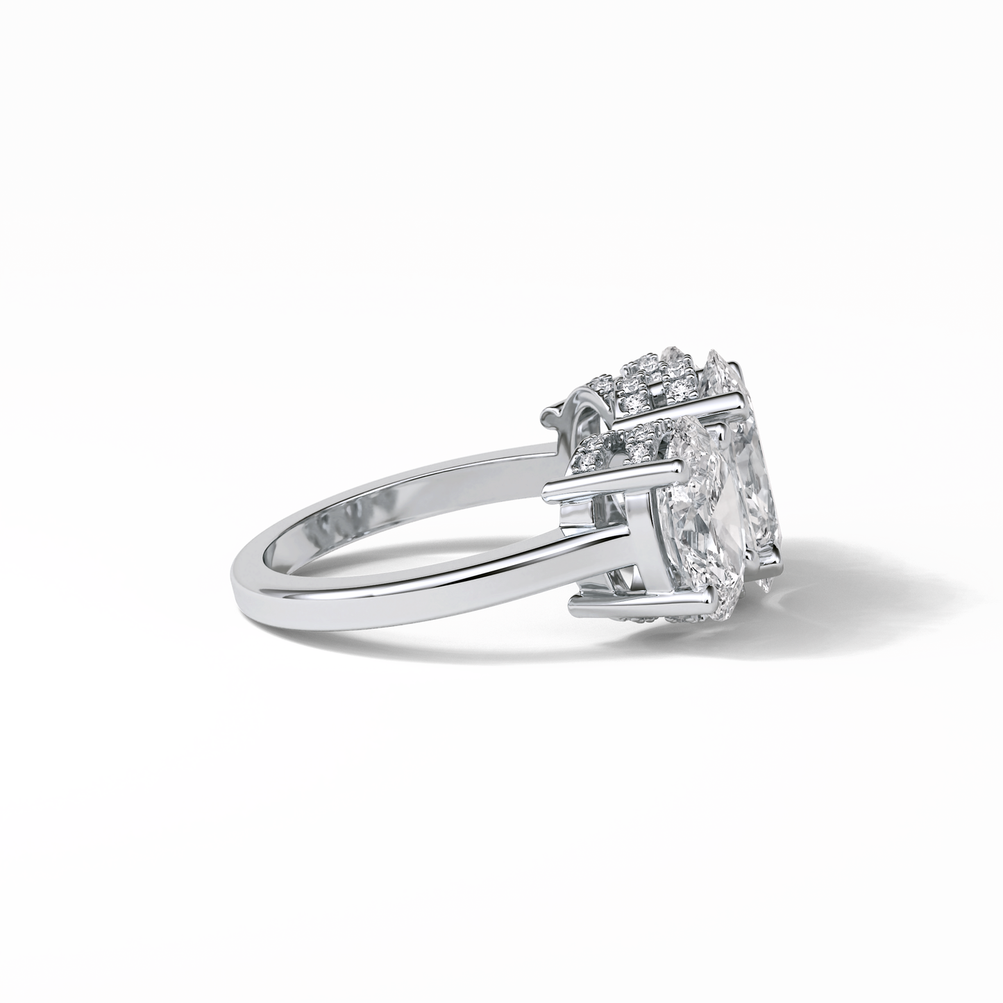 2.35 CT Oval Cut Three Stones Style Moissanite Engagement Ring 3