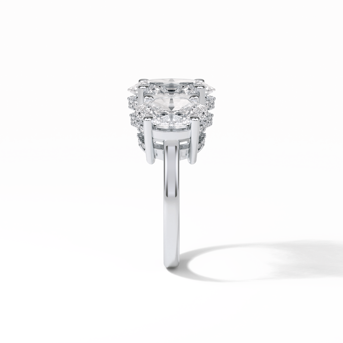 2.35 CT Oval Cut Three Stones Style Moissanite Engagement Ring 4