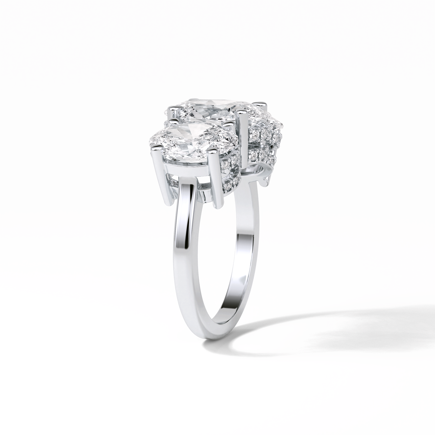 2.35 CT Oval Cut Three Stones Style Moissanite Engagement Ring 2