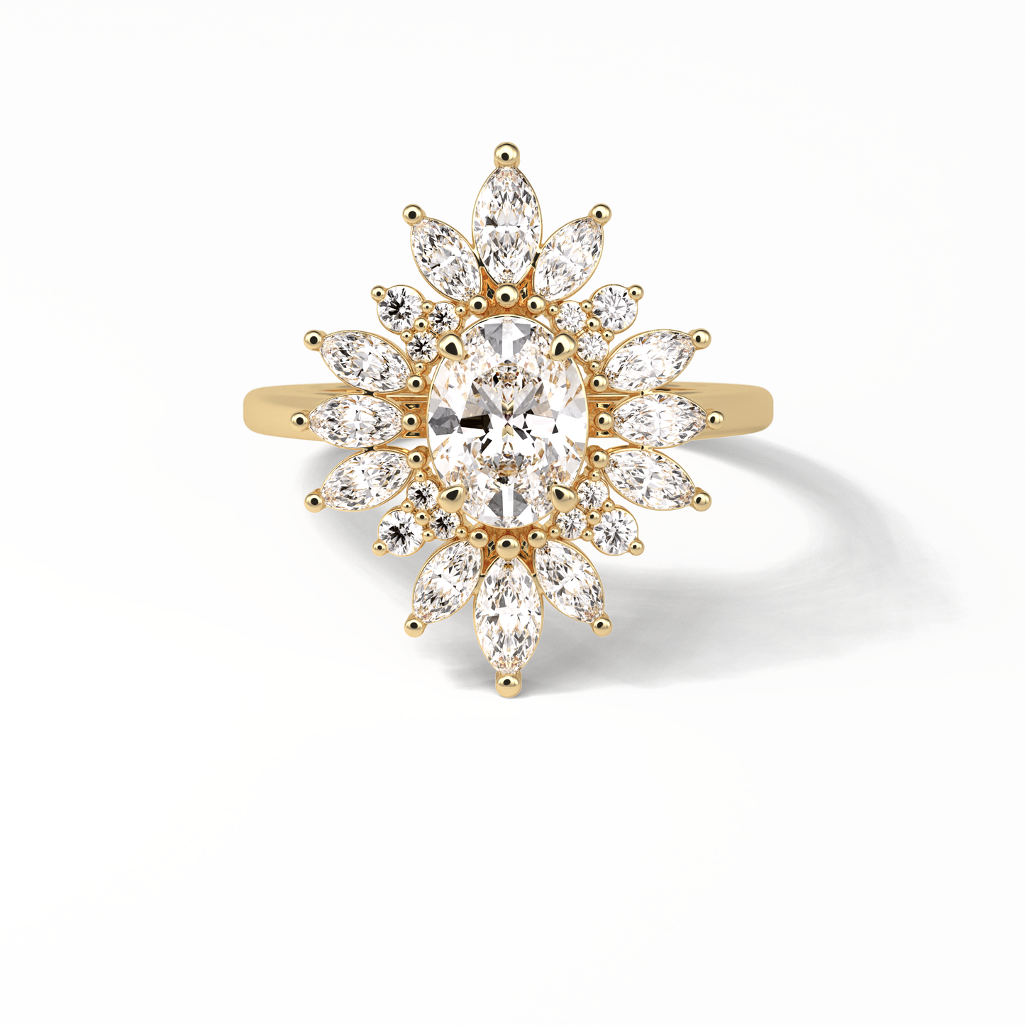 1.33 CT Oval Cut Halo Style Moissanite Engagement Ring