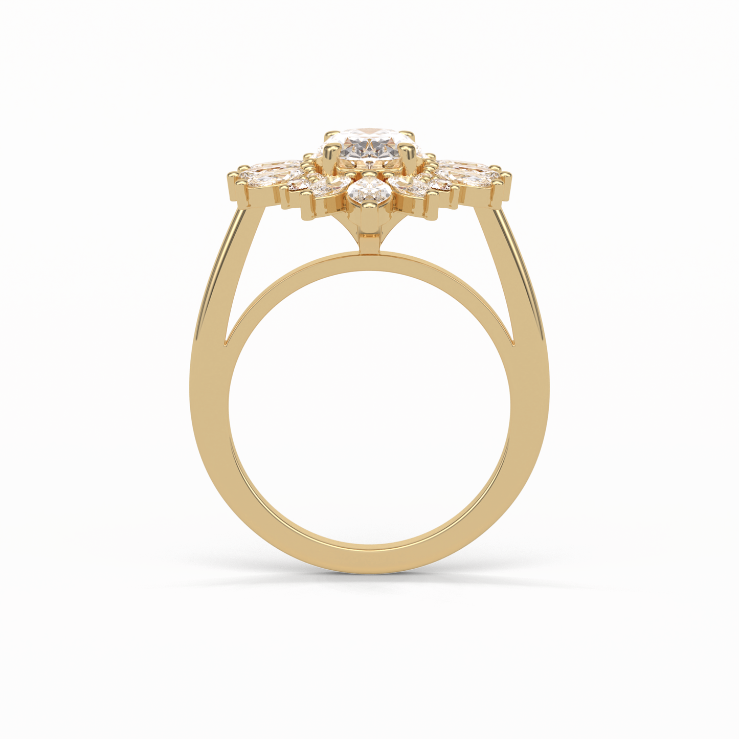 1.33 CT Oval Cut Halo Style Moissanite Engagement Ring