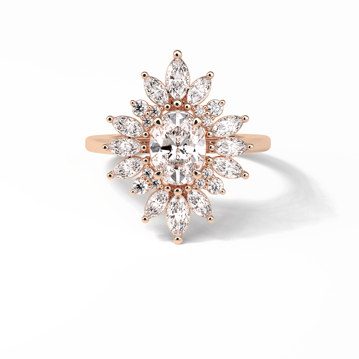 1.33 CT Oval Cut Halo Style Moissanite Engagement Ring