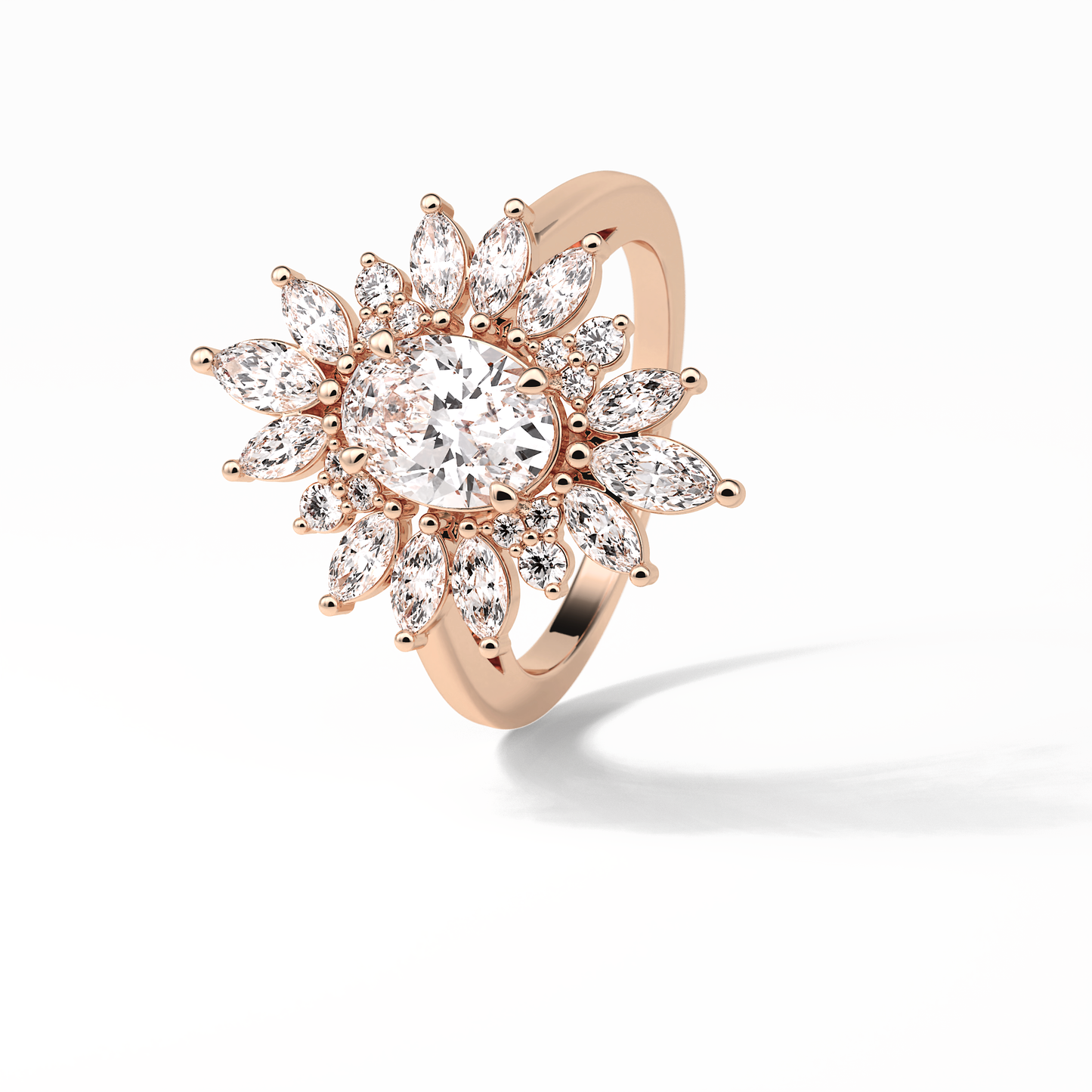 1.33 CT Oval Cut Halo Style Moissanite Engagement Ring