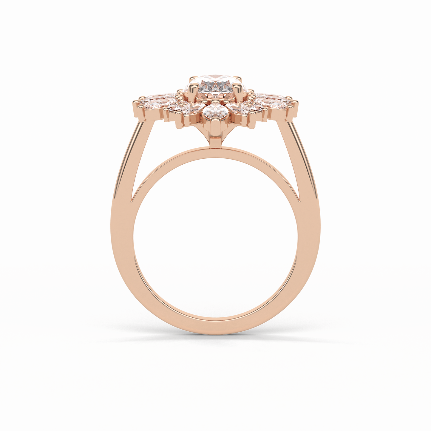 1.33 CT Oval Cut Halo Style Moissanite Engagement Ring