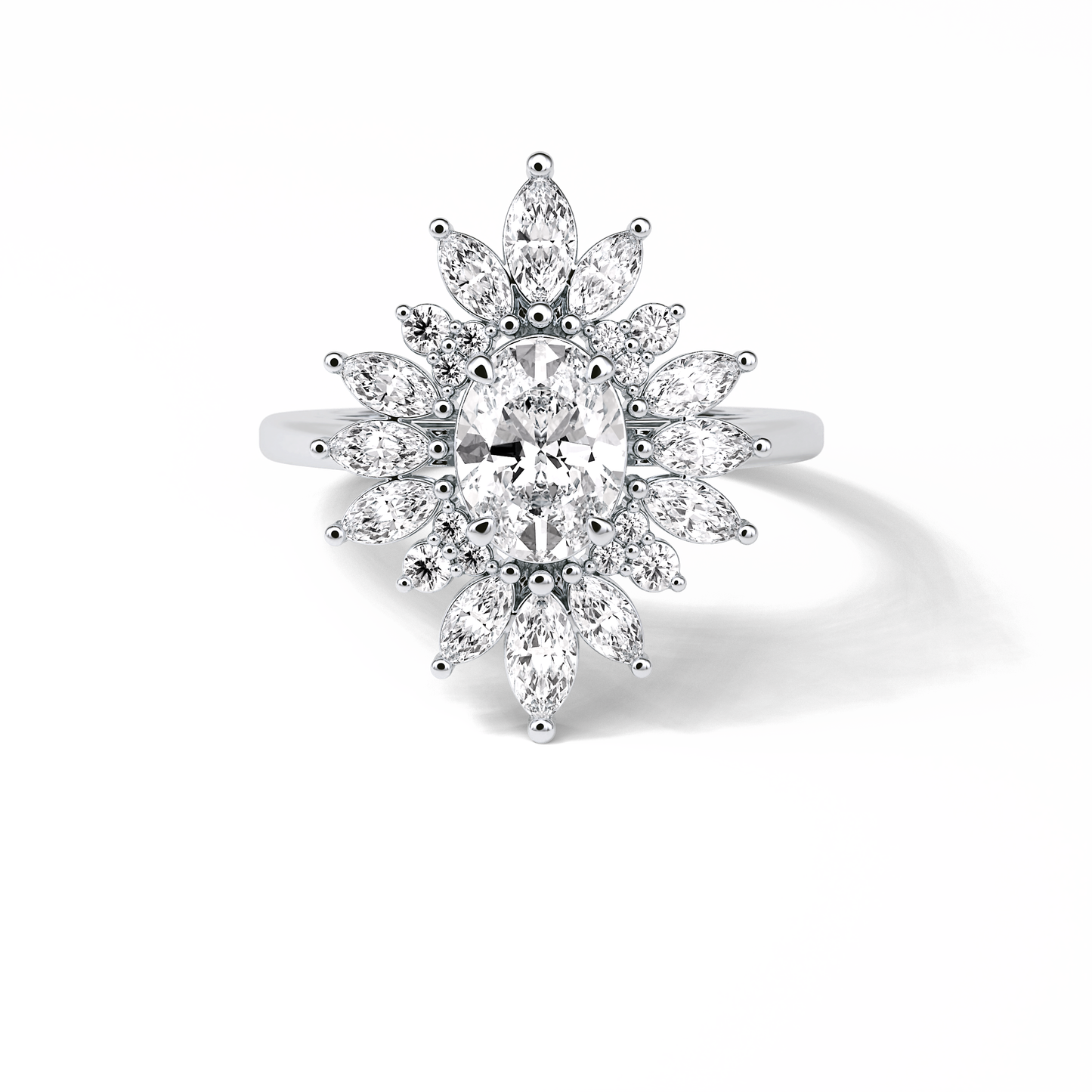 1.33 CT Oval Cut Halo Style Moissanite Engagement Ring