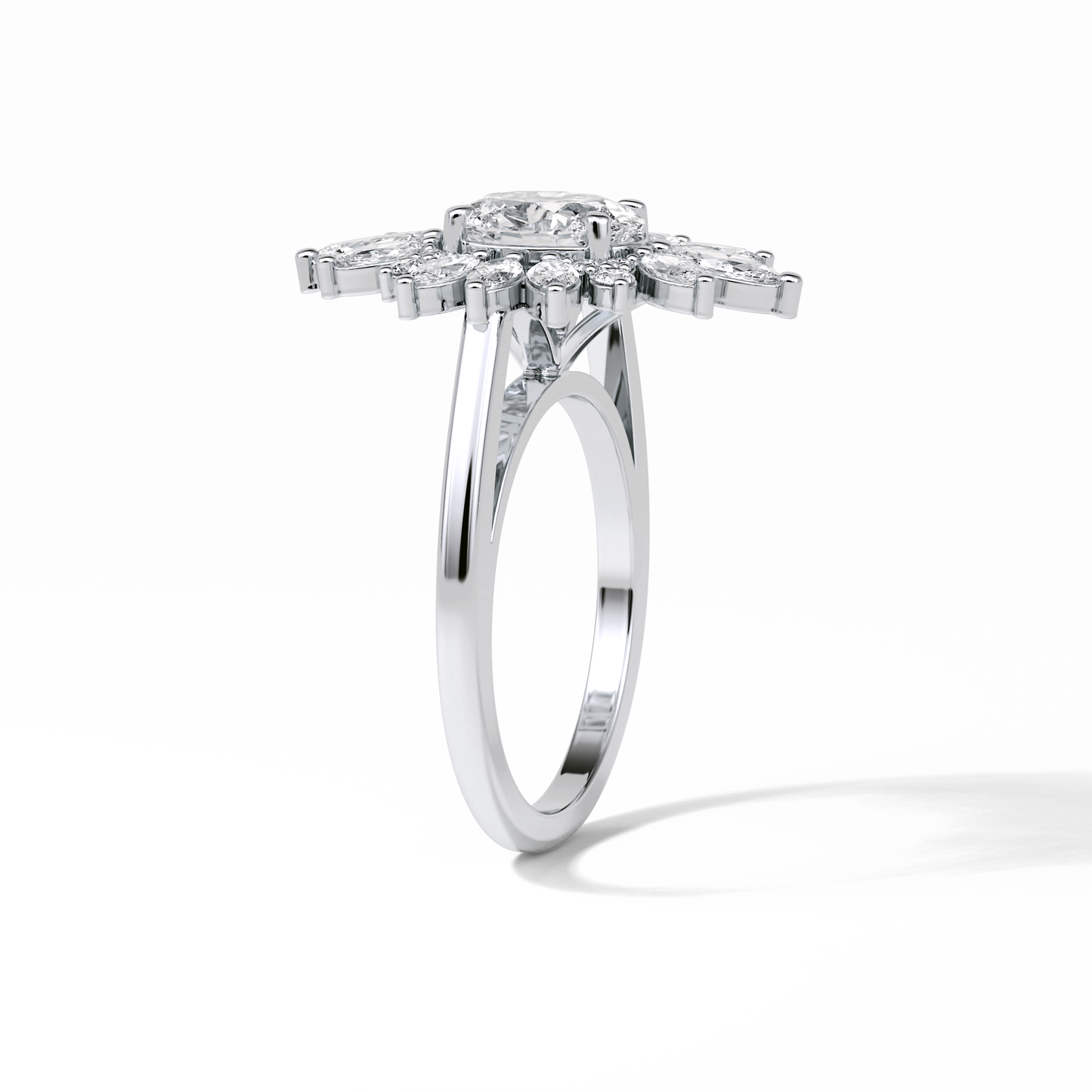 1.33 CT Oval Cut Halo Style Moissanite Engagement Ring