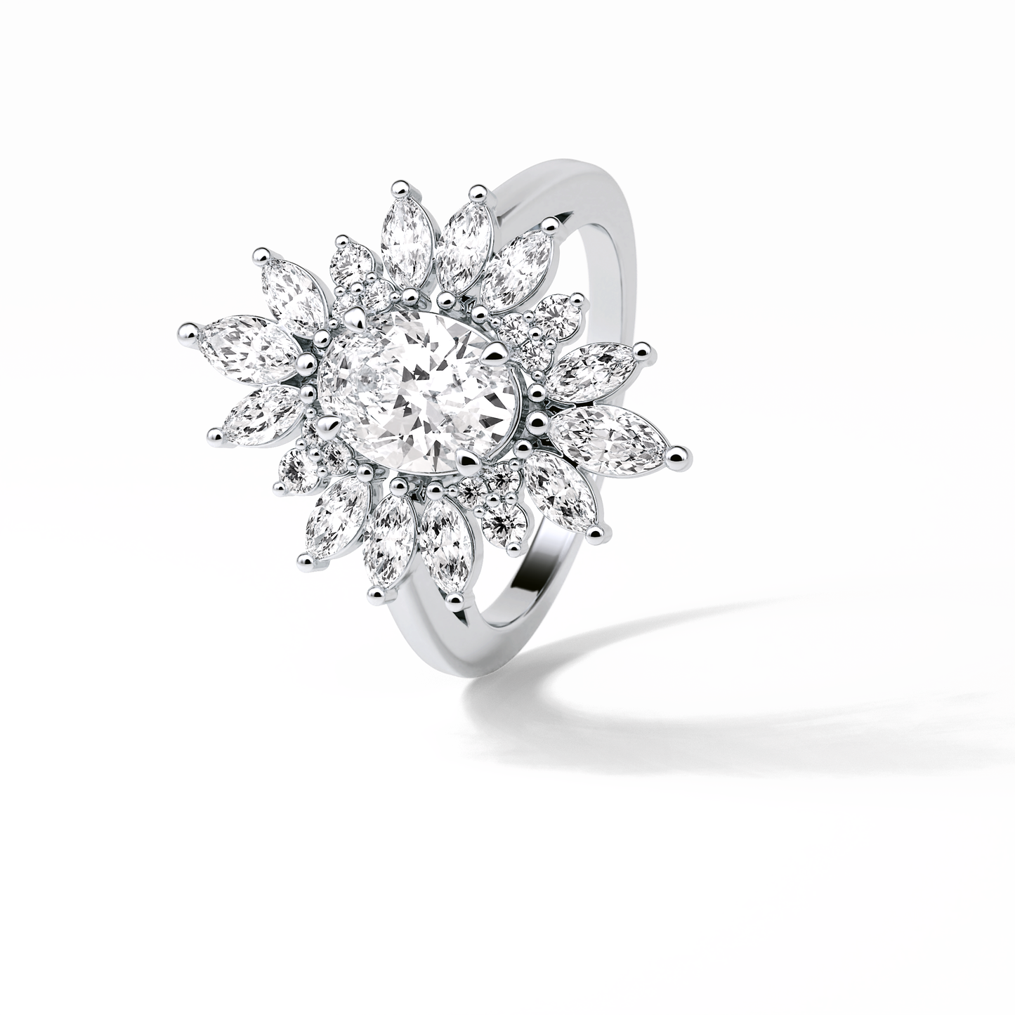 1.33 CT Oval Cut Halo Style Moissanite Engagement Ring