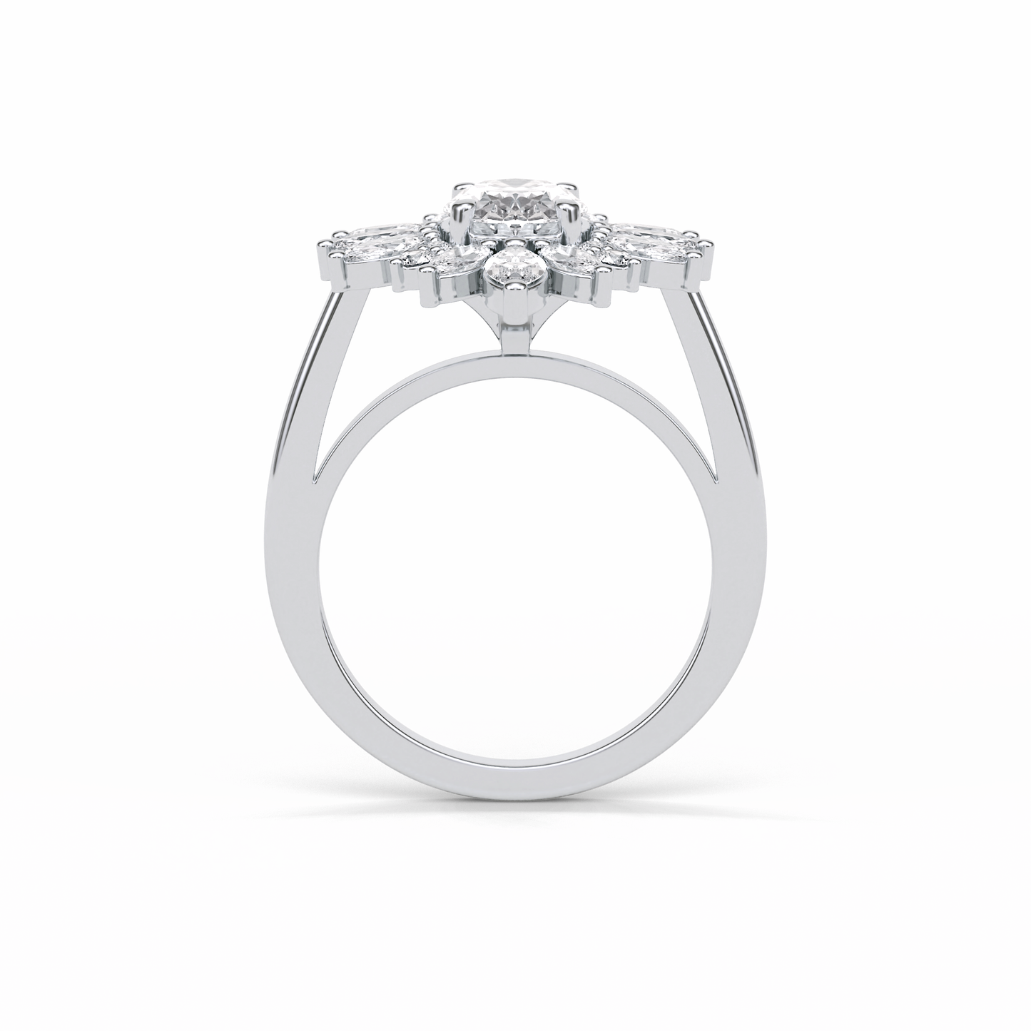 1.33 CT Oval Cut Halo Style Moissanite Engagement Ring