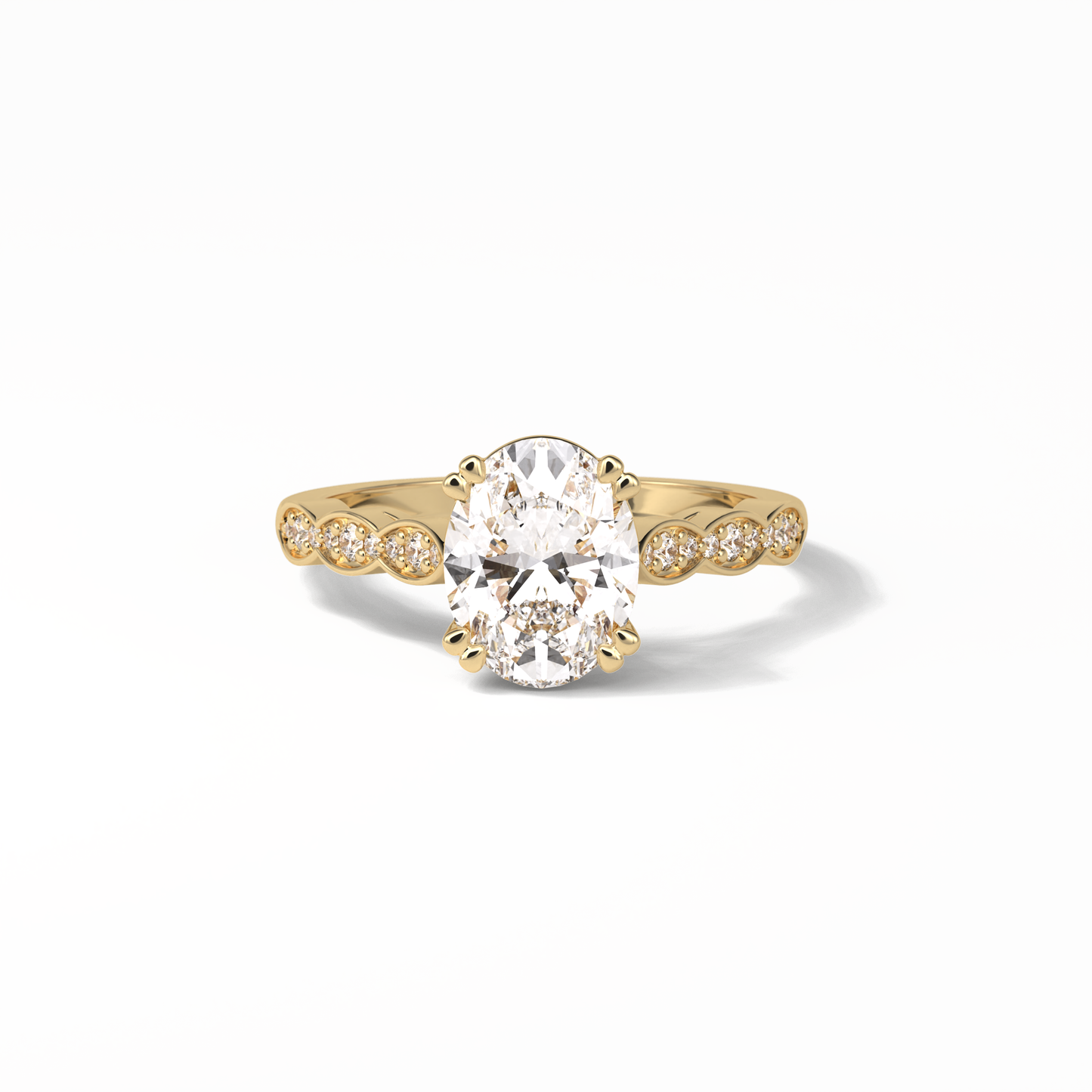1.91 CT Oval Cut Pave & Halo Style Moissanite Engagement Ring