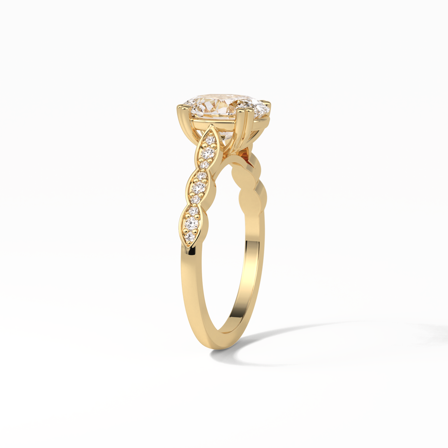 1.91 CT Oval Cut Pave & Halo Style Moissanite Engagement Ring