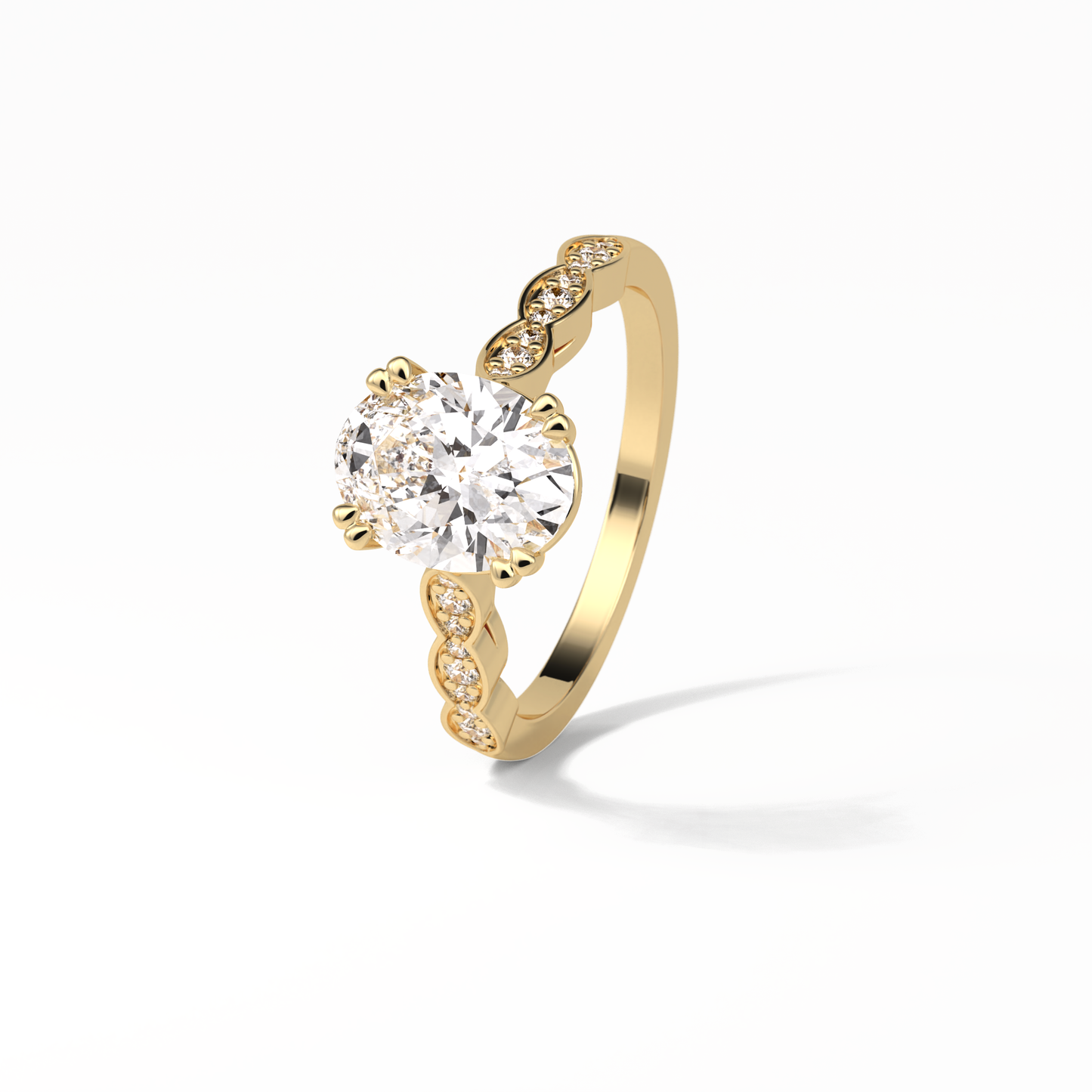 1.91 CT Oval Cut Pave & Halo Style Moissanite Engagement Ring