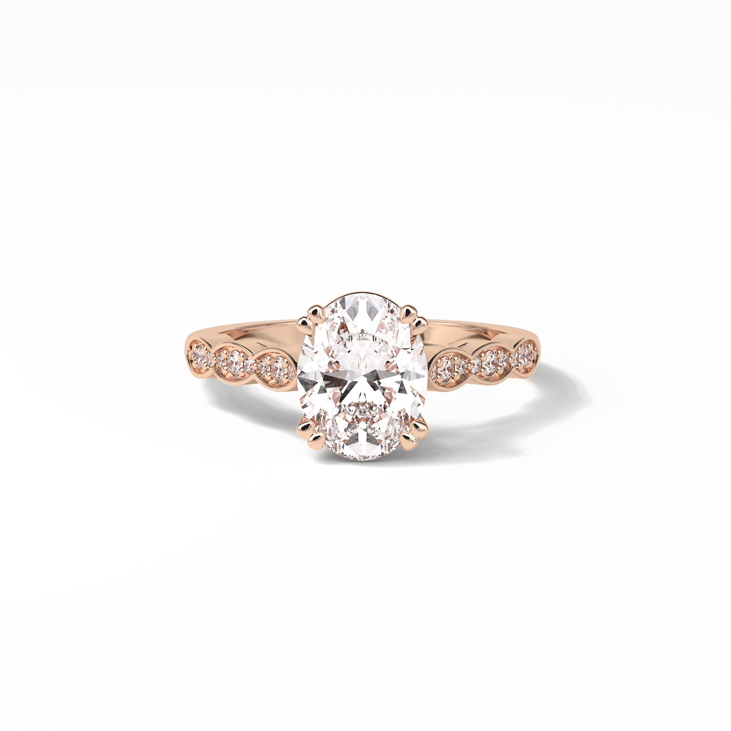1.91 CT Oval Cut Pave & Halo Style Moissanite Engagement Ring