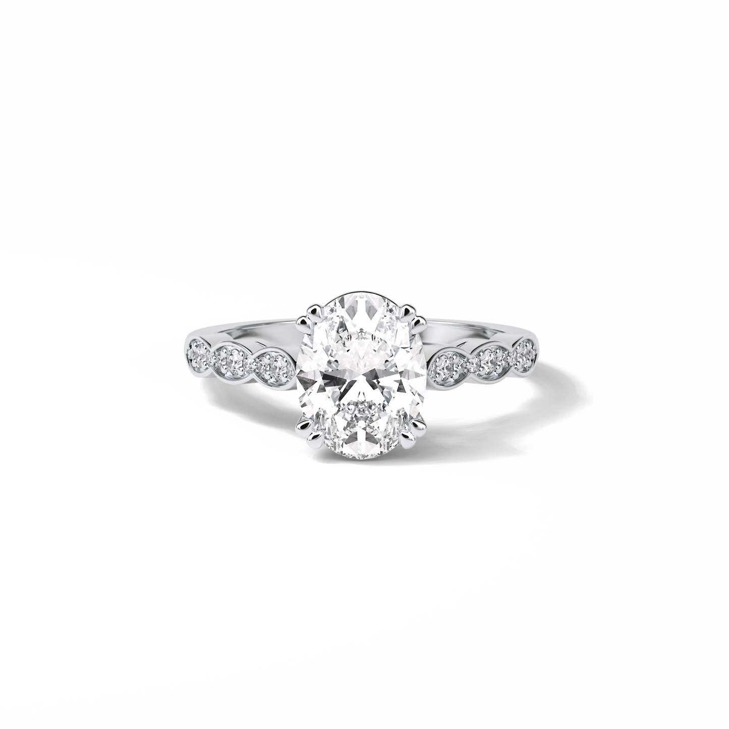 1.91 CT Oval Cut Pave & Halo Style Moissanite Engagement Ring