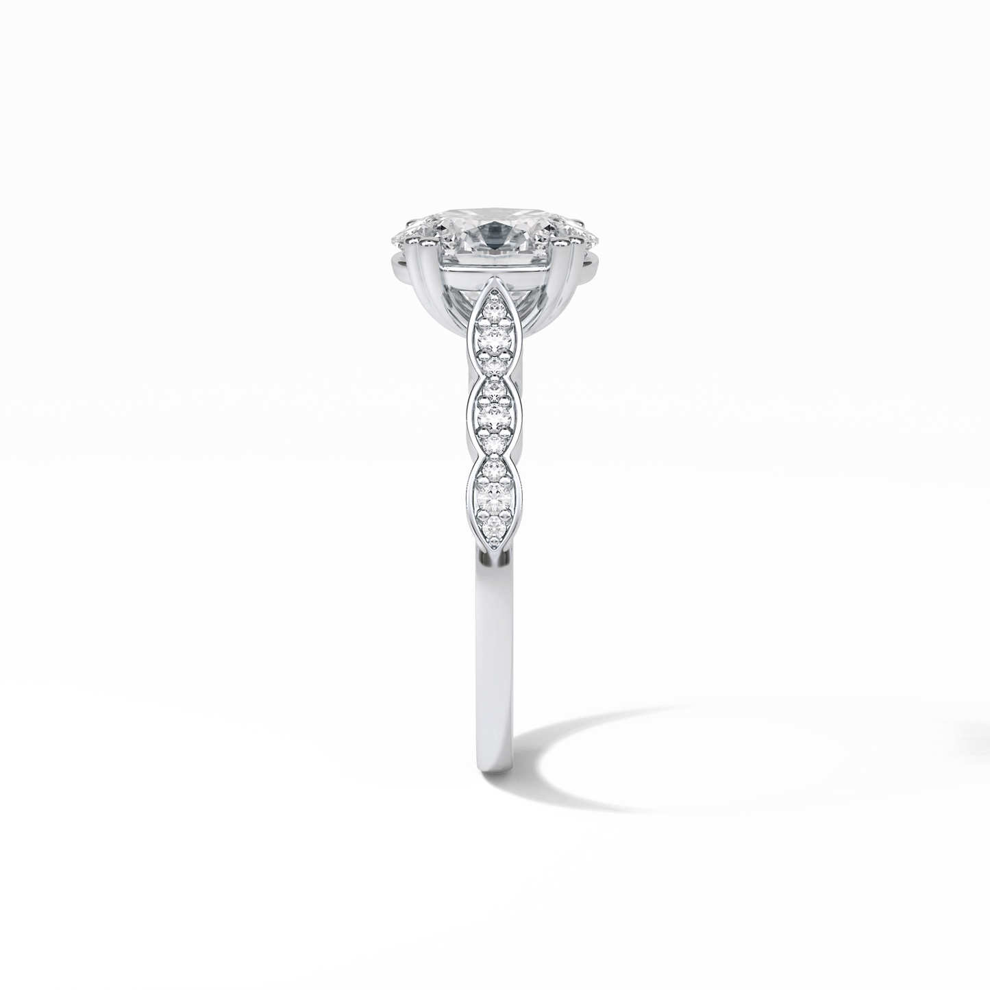 1.91 CT Oval Cut Pave & Halo Style Moissanite Engagement Ring