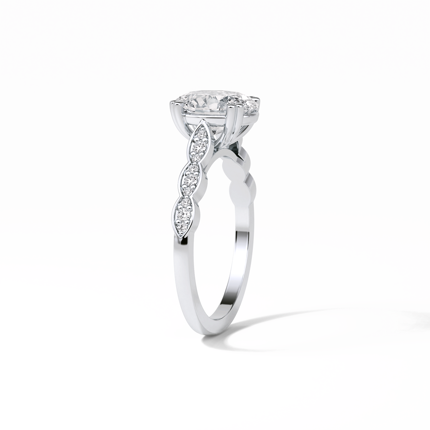 1.91 CT Oval Cut Pave & Halo Style Moissanite Engagement Ring