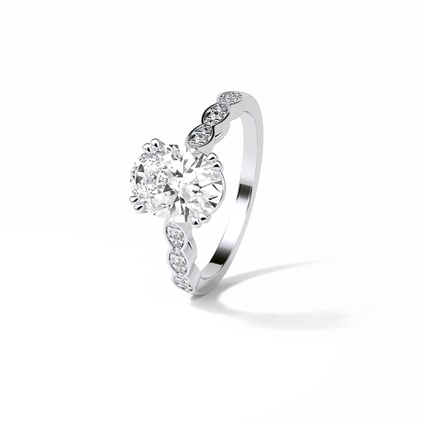 1.91 CT Oval Cut Pave & Halo Style Moissanite Engagement Ring