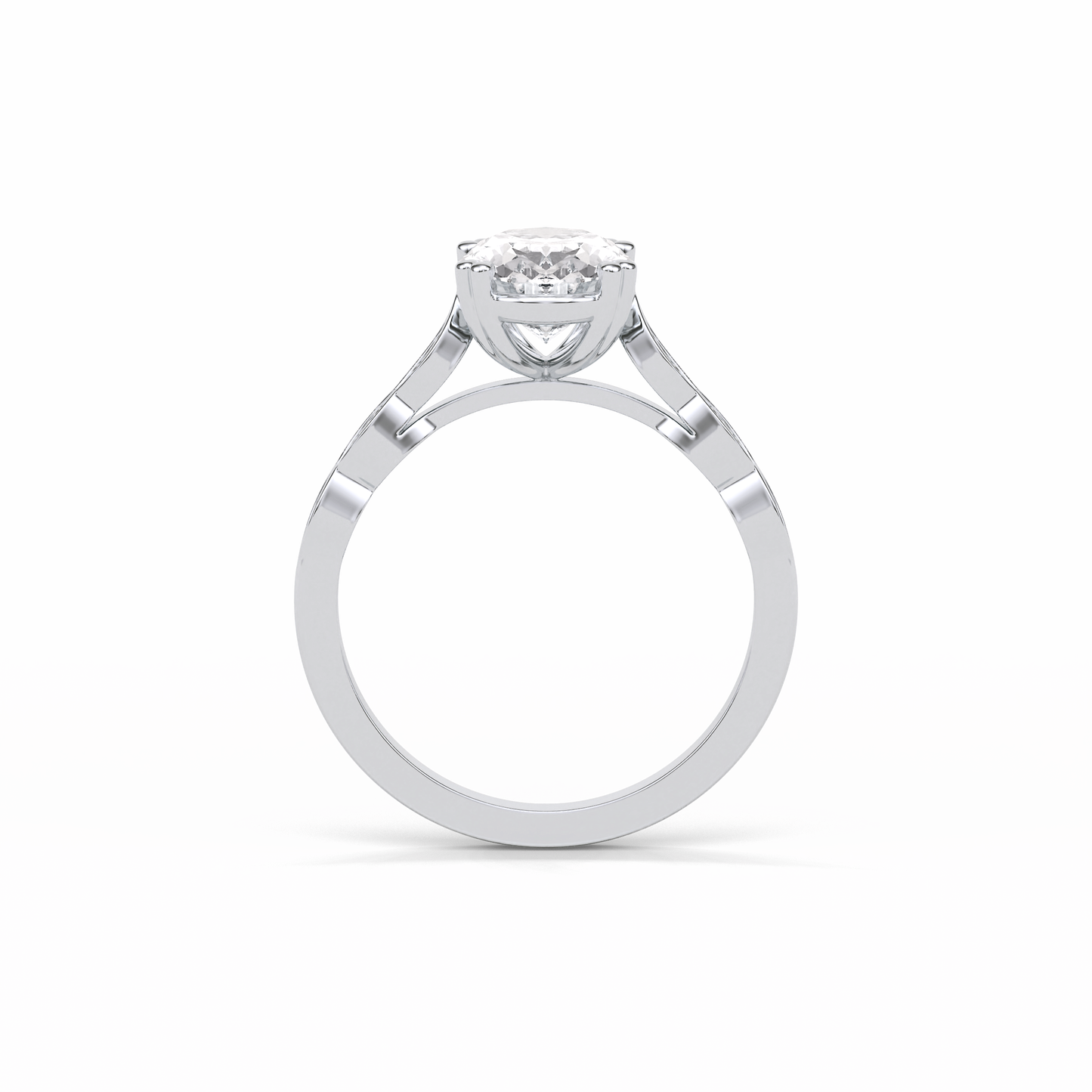1.91 CT Oval Cut Pave & Halo Style Moissanite Engagement Ring