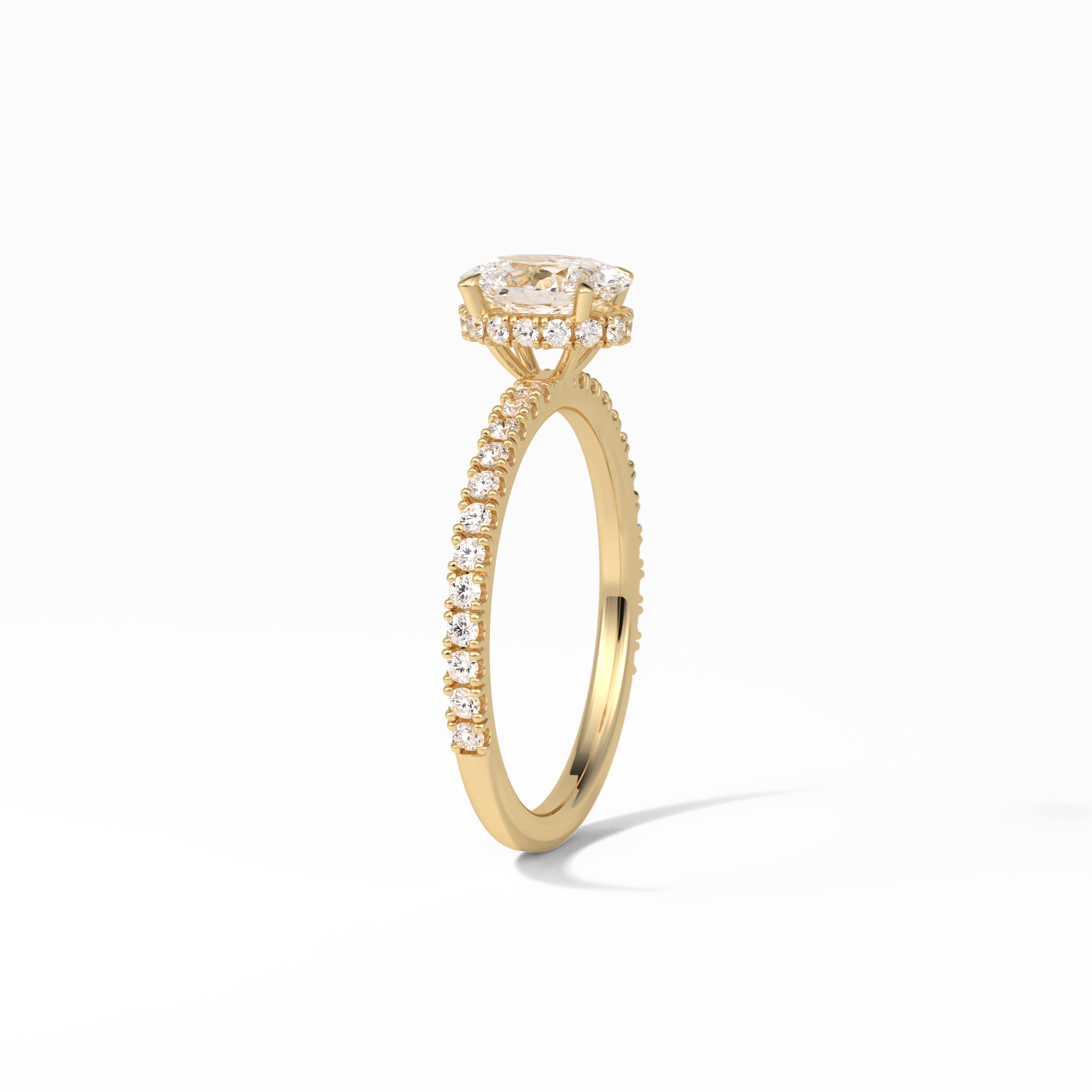 1.33 CT Oval Cut Pave & Hidden Halo Style Moissanite Engagement Ring 10